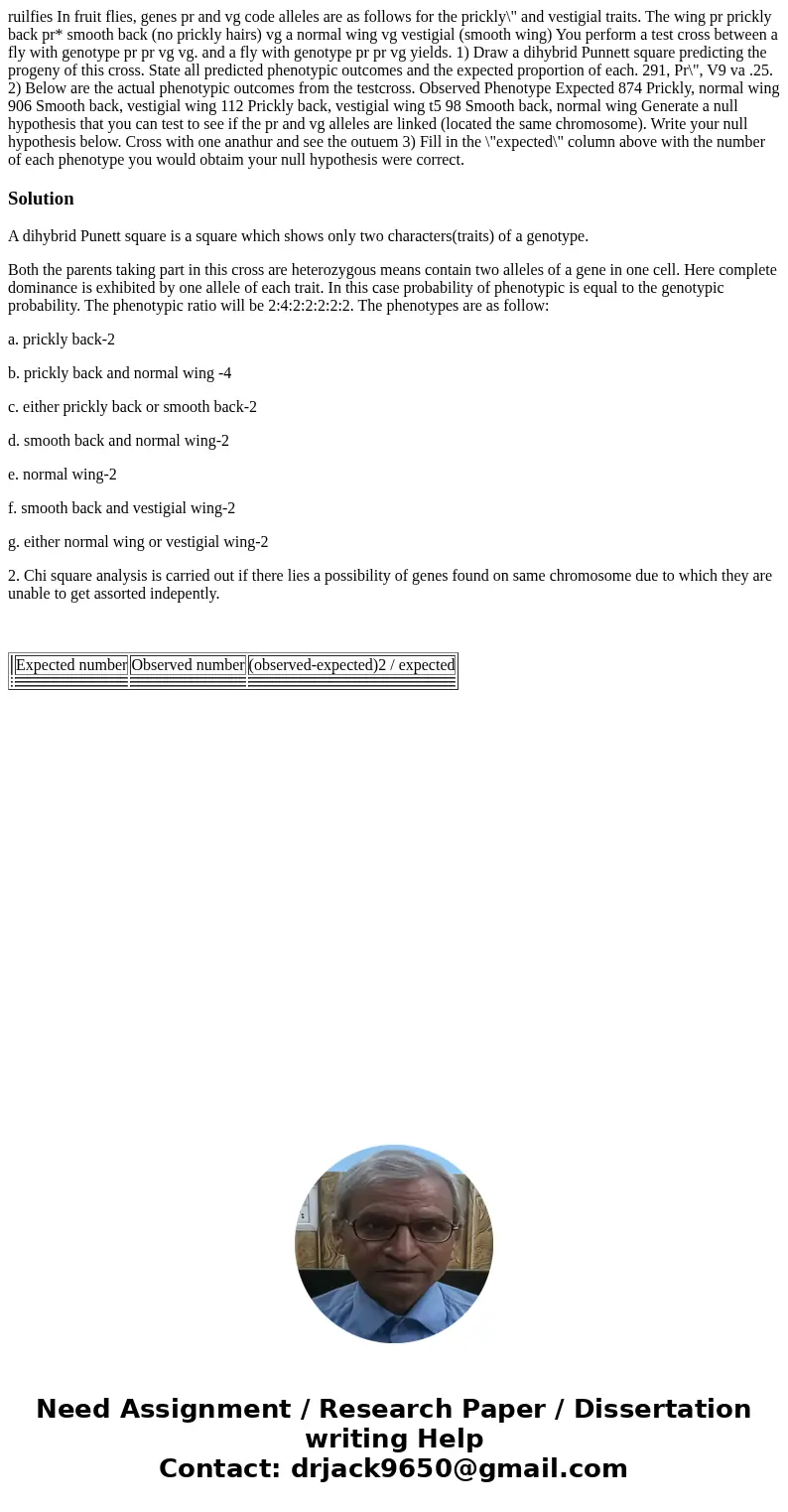  ruilfies In fruit flies, genes pr and vg code alleles are as follows for the prickly\