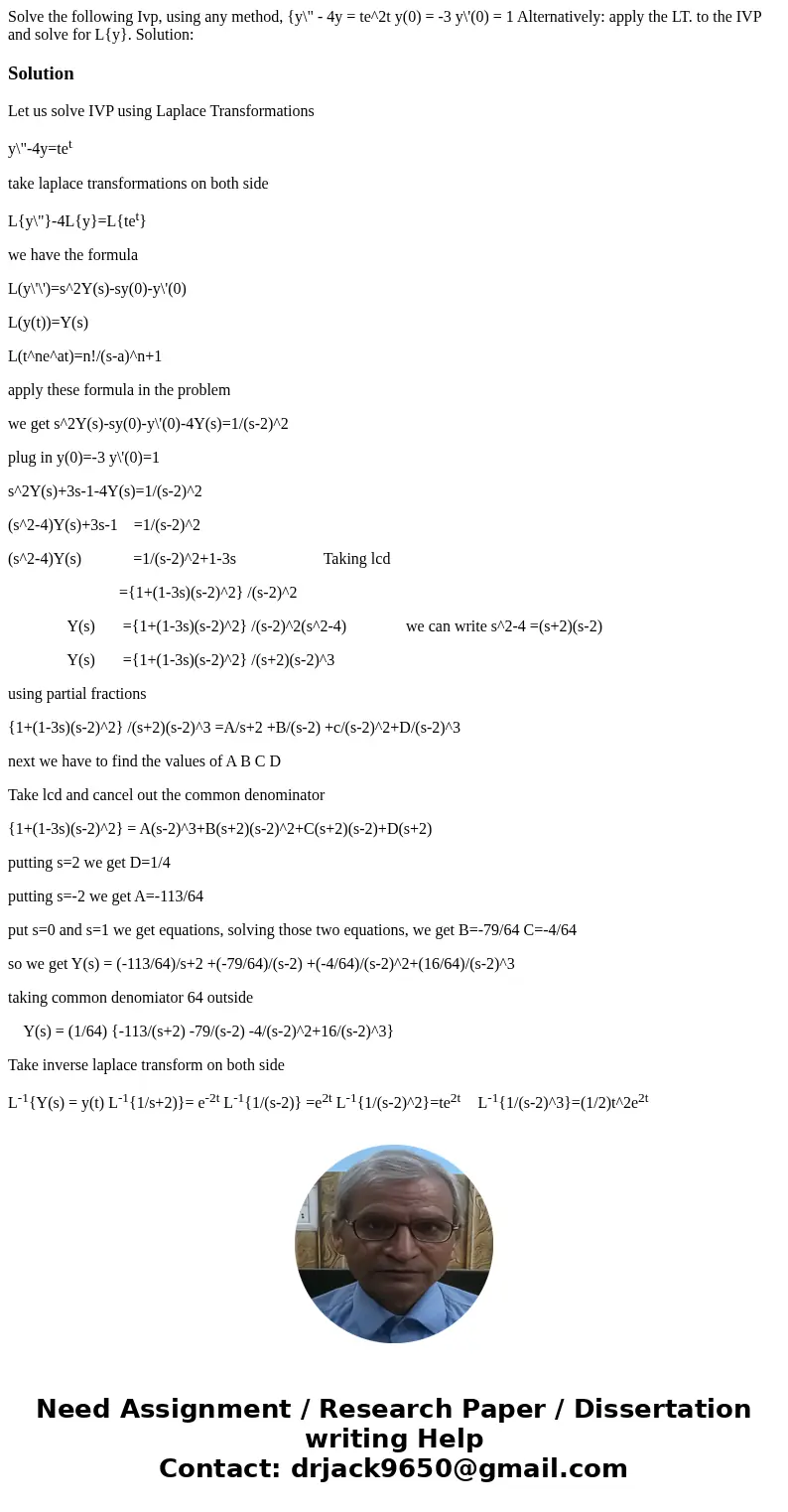  Solve the following Ivp, using any method, {y\