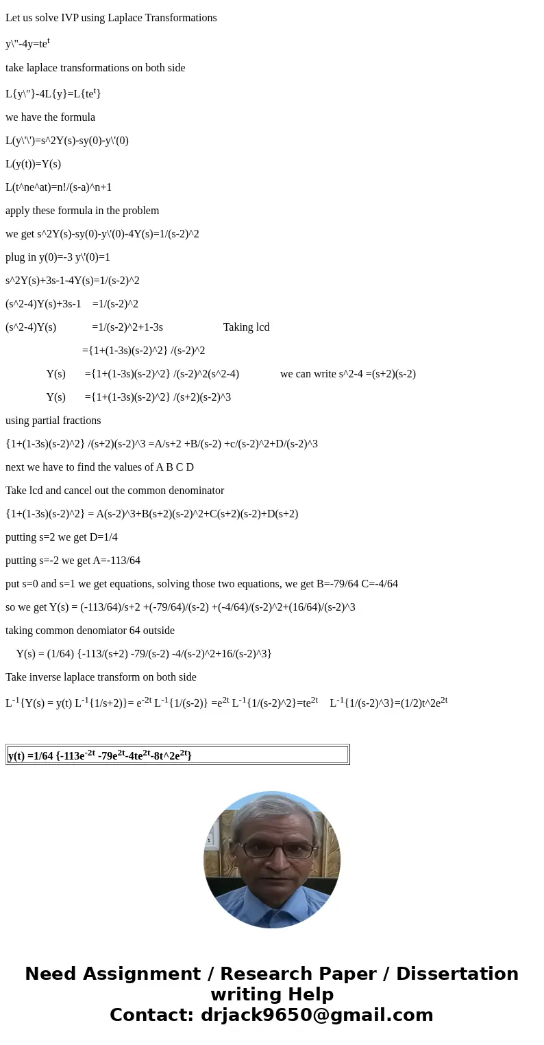  Solve the following Ivp, using any method, {y\