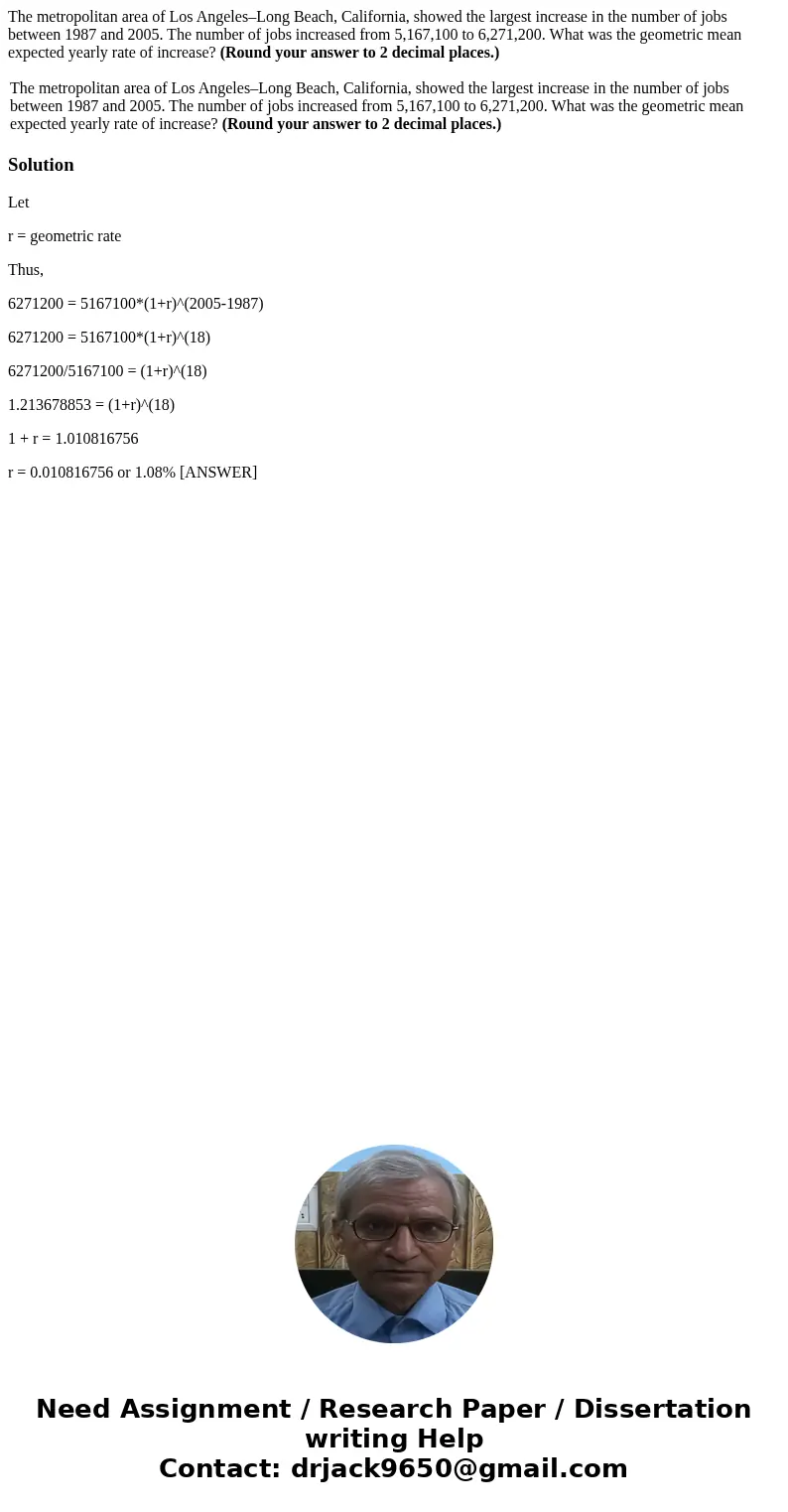 The metropolitan area of Los Angeles–Long Beach, California, showed the largest increase in the number of jobs between 1987 and 2005. The number of jobs increas The metropolitan area of Los Angeles–Long Beach, California, showed the largest increase in the number of jobs between 1987 and 2005. The number of jobs increas