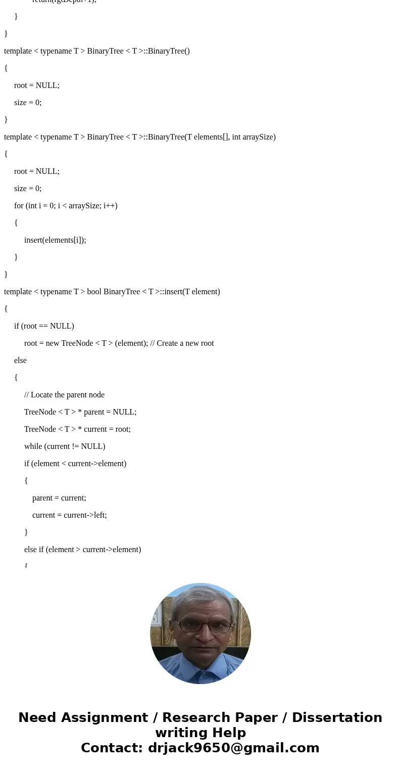 Try to get the following code implementing a binary tree running and document each function and necessary variable ( remove the unnecessary code.) Be sure to li Try to get the following code implementing a binary tree running and document each function and necessary variable ( remove the unnecessary code.) Be sure to li