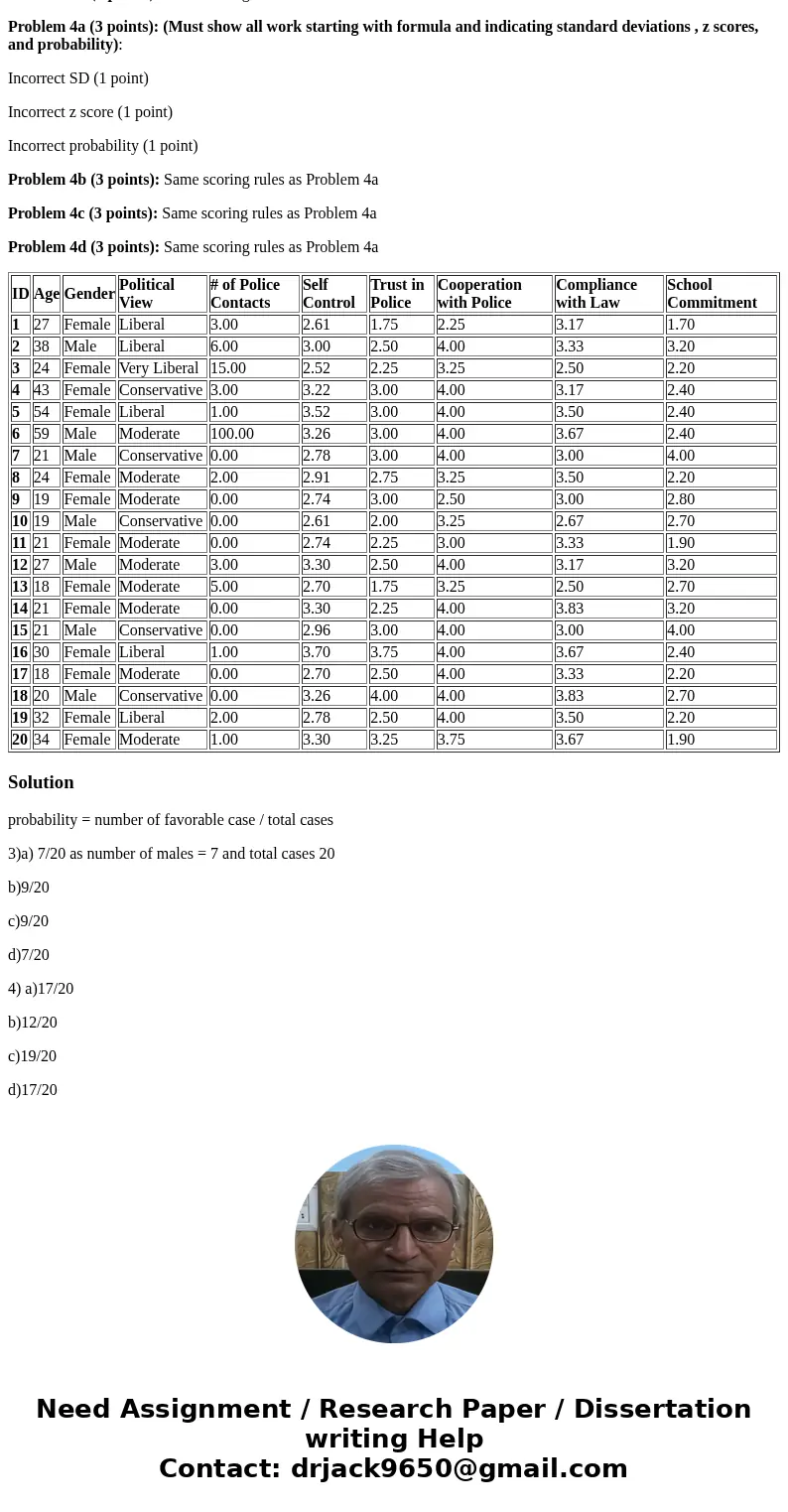 Use the following data set for Q3 and Q4 Q3) For the following, compute the probability of randomly selecting a case with the following variable attribute from  Use the following data set for Q3 and Q4 Q3) For the following, compute the probability of randomly selecting a case with the following variable attribute from