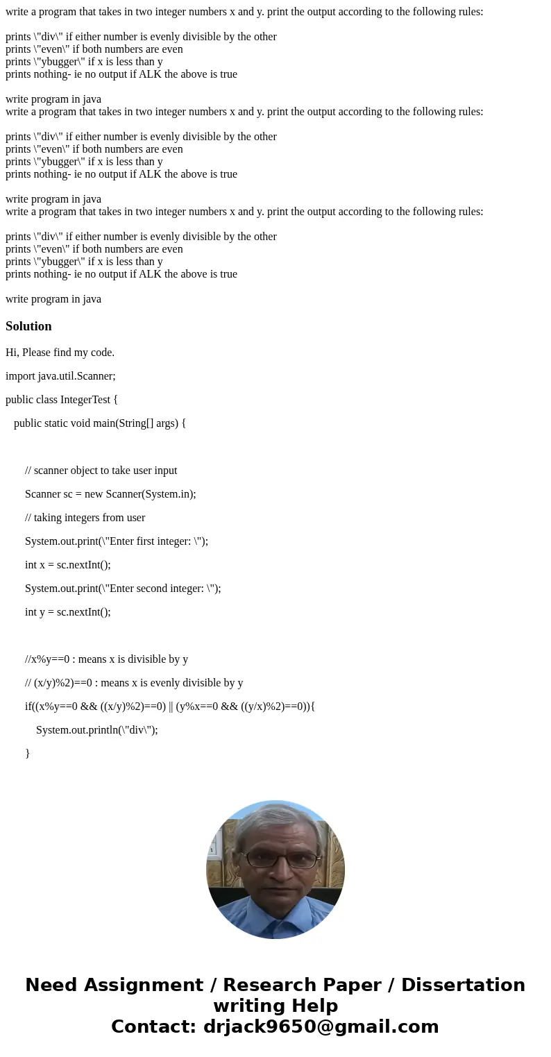 write a program that takes in two integer numbers x and y. print the output according to the following rules: prints \  write a program that takes in two integer numbers x and y. print the output according to the following rules: prints \