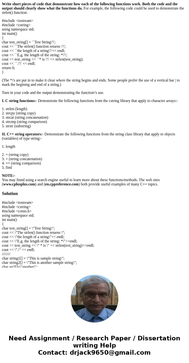 Write short pieces of code that demonstrate how each of the following functions work. Both the code and the output should clearly show what the functions do. Fo Write short pieces of code that demonstrate how each of the following functions work. Both the code and the output should clearly show what the functions do. Fo