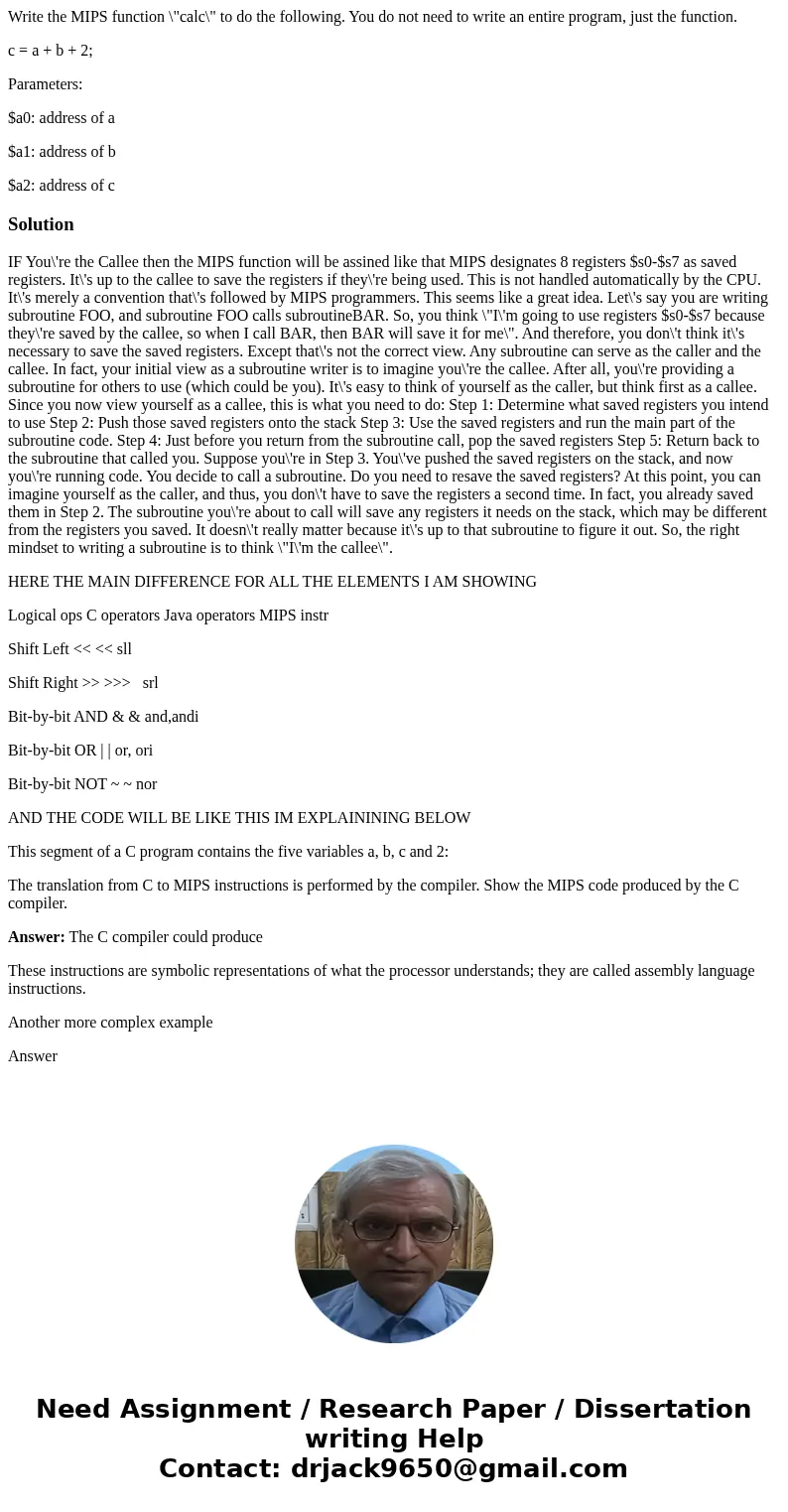 Write the MIPS function \ Write the MIPS function \