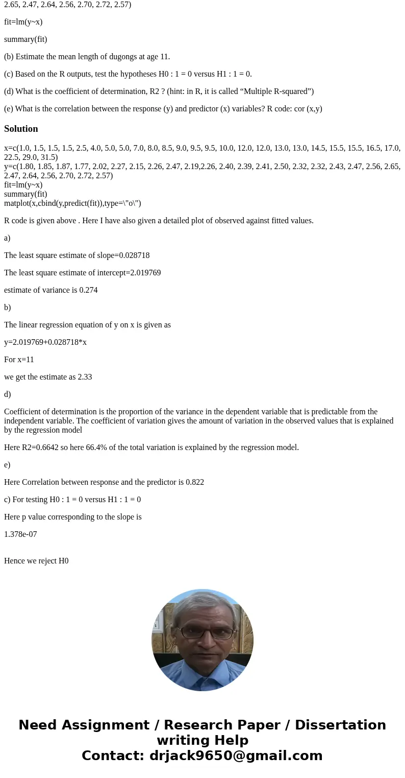1. In an article in Statistics and Computing Carlin and Gelfand investigated the age (x) and length (y) of 27 captured dugongs (sea cows). x =1.0, 1.5, 1.5, 1.5 1. In an article in Statistics and Computing Carlin and Gelfand investigated the age (x) and length (y) of 27 captured dugongs (sea cows). x =1.0, 1.5, 1.5, 1.5