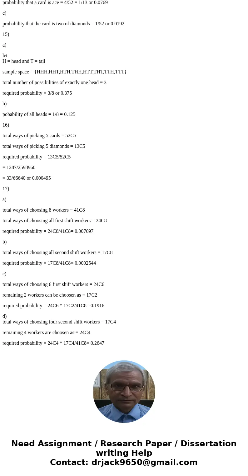 14. A card is drawn from a standard deck of 52 cards. a. Find the probability that the card is a red card b. Find the probability that the card is an ace. c. F  14. A card is drawn from a standard deck of 52 cards. a. Find the probability that the card is a red card b. Find the probability that the card is an ace. c. F