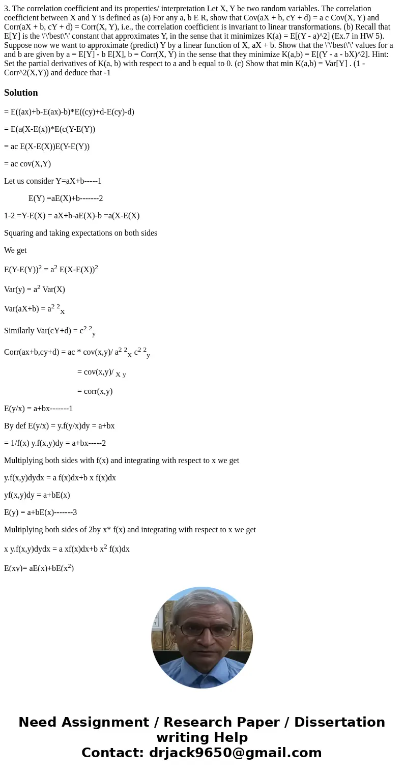 3. The correlation coefficient and its properties/ interpretation Let X, Y be two random variables. The correlation coefficient between X and Y is defined as (  3. The correlation coefficient and its properties/ interpretation Let X, Y be two random variables. The correlation coefficient between X and Y is defined as (
