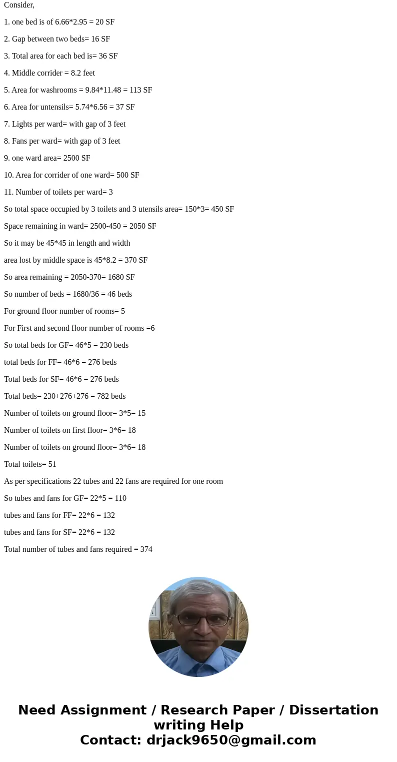 A 3floor hospital ward has a gross floor area of 60,000 SF. Determine the number of occupants and the minimum number of fixtures required. Assume the occupancy  A 3floor hospital ward has a gross floor area of 60,000 SF. Determine the number of occupants and the minimum number of fixtures required. Assume the occupancy
