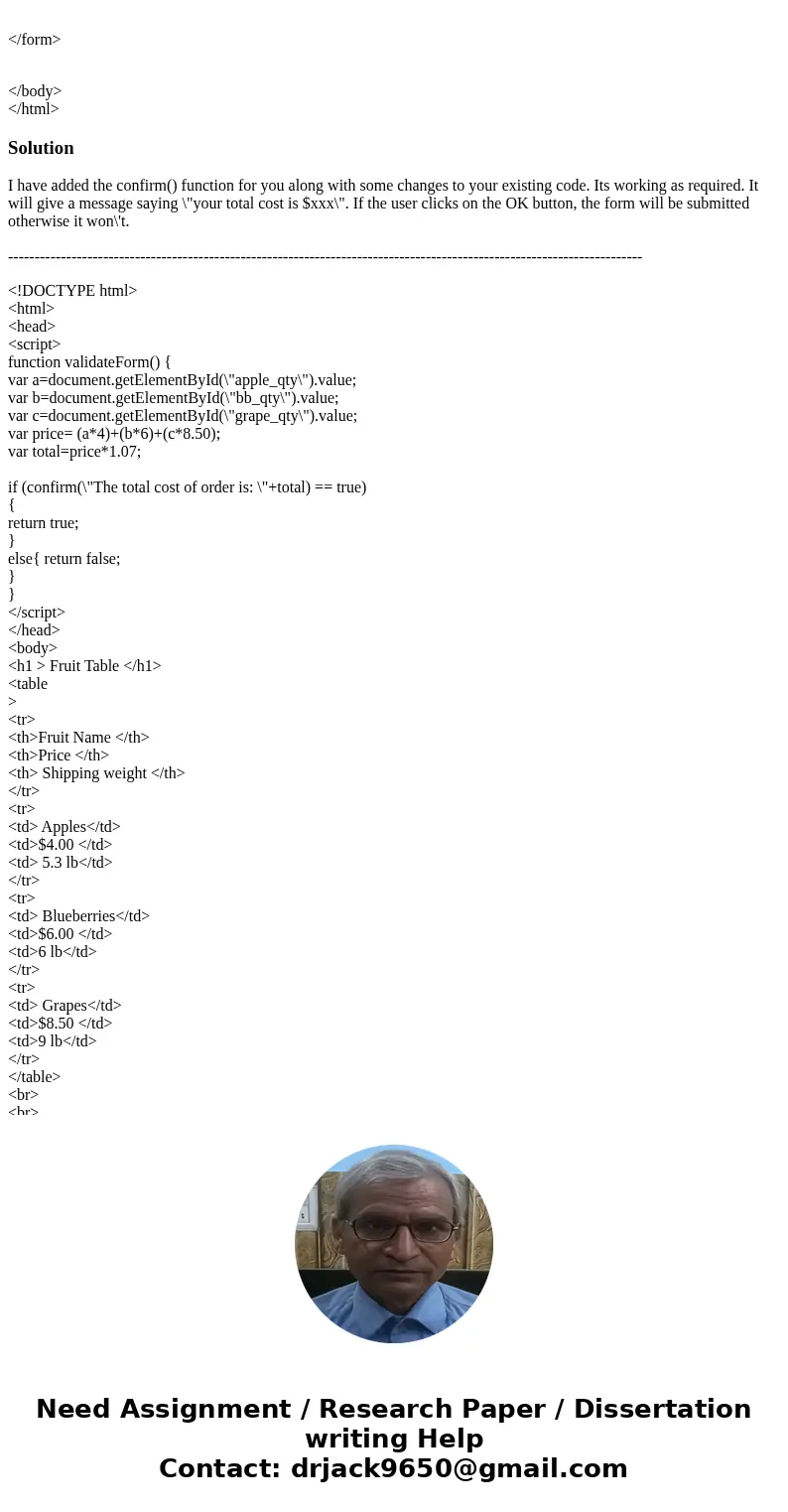 Adding a javascript to my program to perform the total cost . It would be the sum of price of each items quality *1.07 to also add in taxes. Do a jacascrip conf