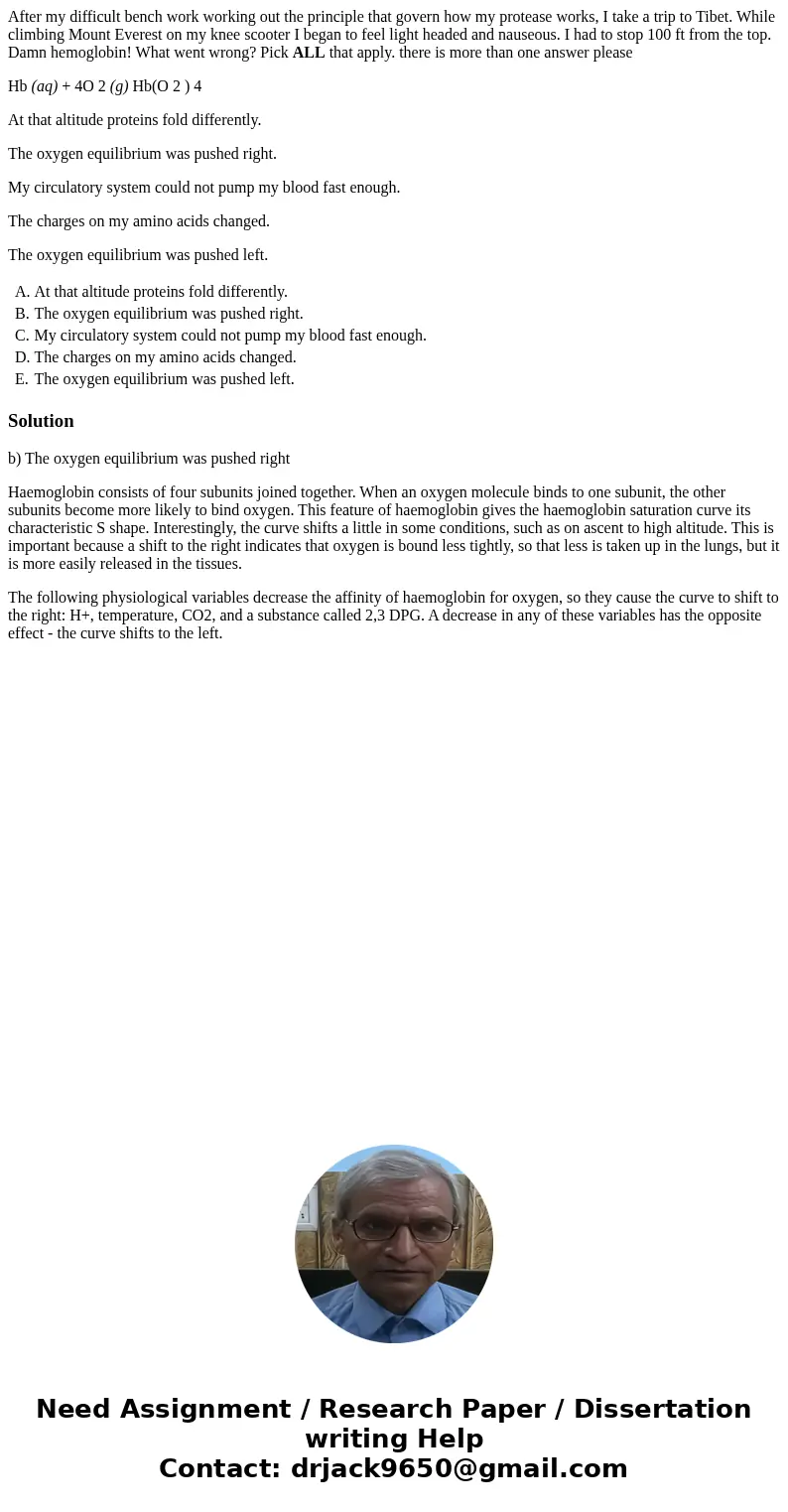 After my difficult bench work working out the principle that govern how my protease works, I take a trip to Tibet. While climbing Mount Everest on my knee scoot After my difficult bench work working out the principle that govern how my protease works, I take a trip to Tibet. While climbing Mount Everest on my knee scoot