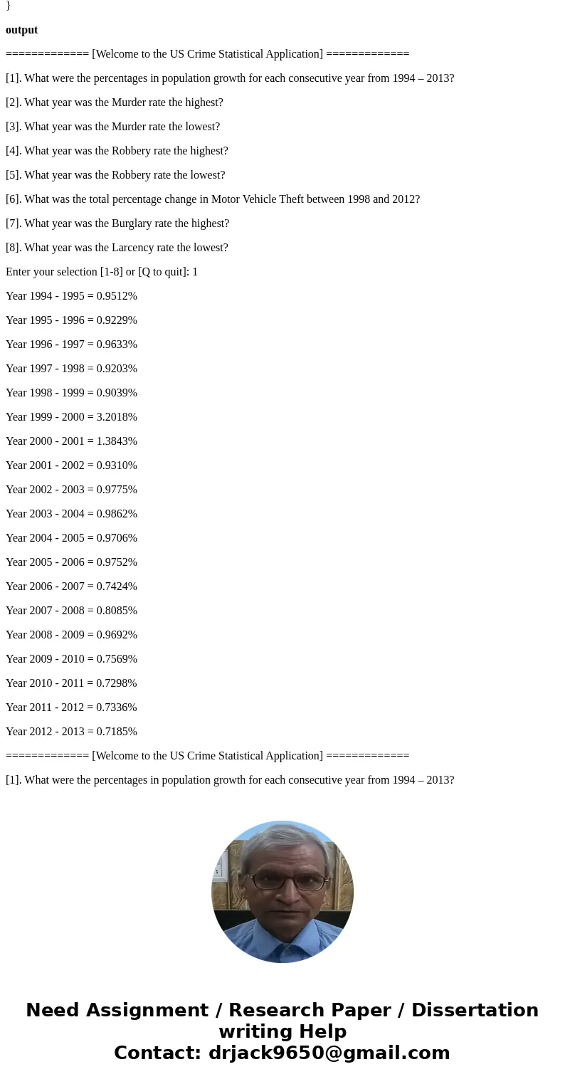 Design a Java application that will read a file containing data related to the US. Crime statistics from 1994-2013. The description of the file is shown below.  Design a Java application that will read a file containing data related to the US. Crime statistics from 1994-2013. The description of the file is shown below.