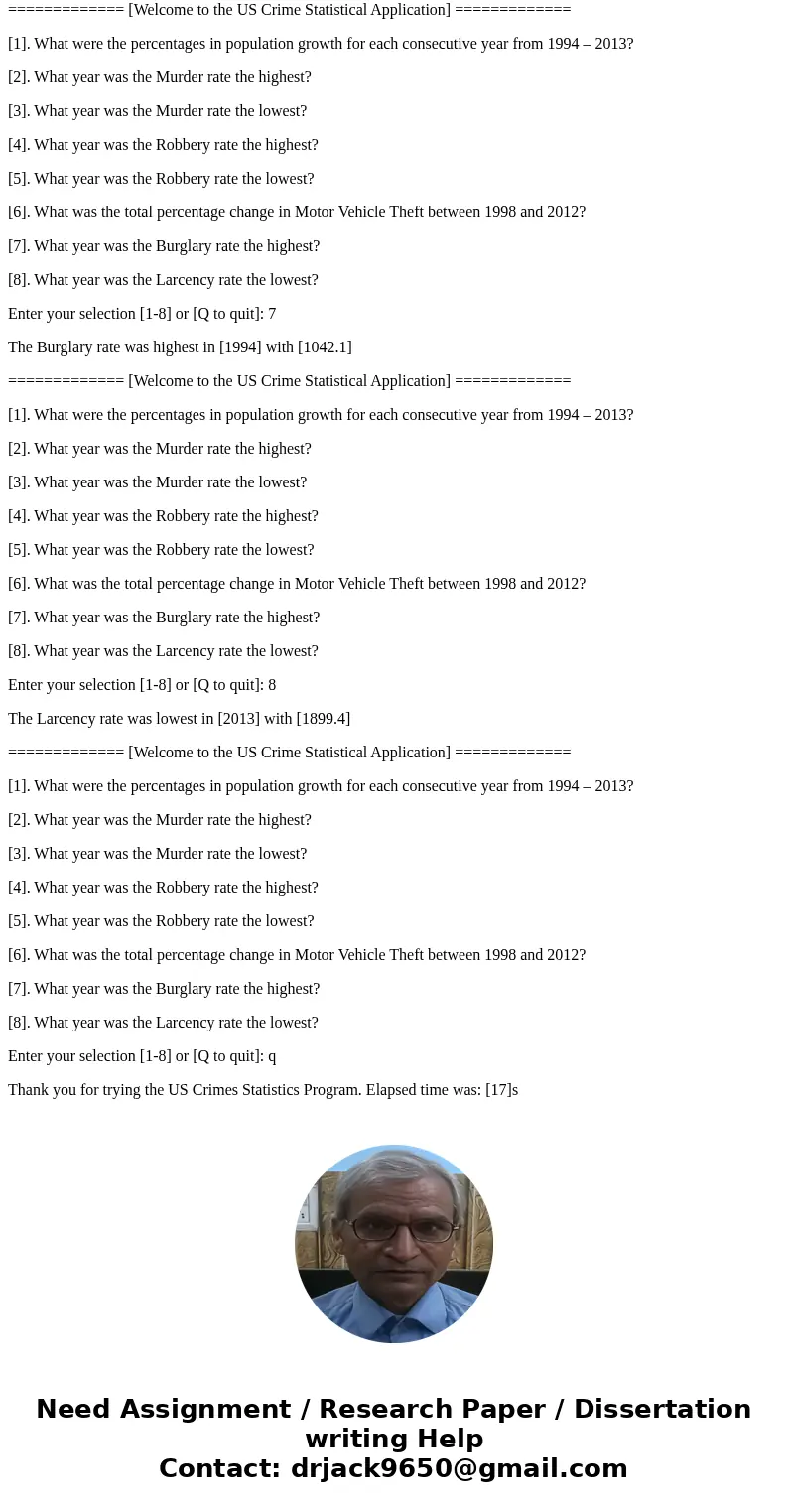 Design a Java application that will read a file containing data related to the US. Crime statistics from 1994-2013. The description of the file is shown below.  Design a Java application that will read a file containing data related to the US. Crime statistics from 1994-2013. The description of the file is shown below.