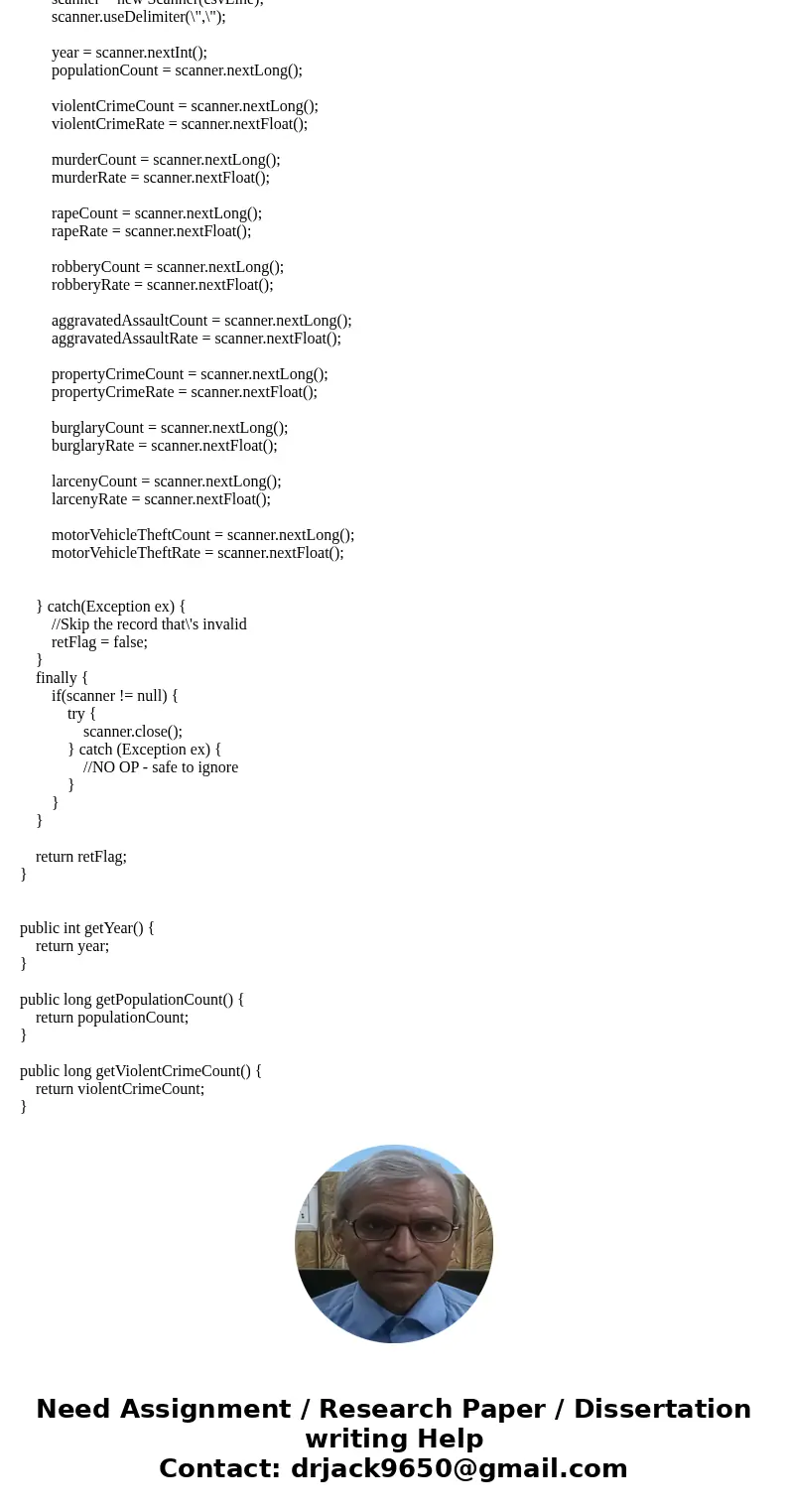 Design a Java application that will read a file containing data related to the US. Crime statistics from 1994-2013. The description of the file is shown below.  Design a Java application that will read a file containing data related to the US. Crime statistics from 1994-2013. The description of the file is shown below.