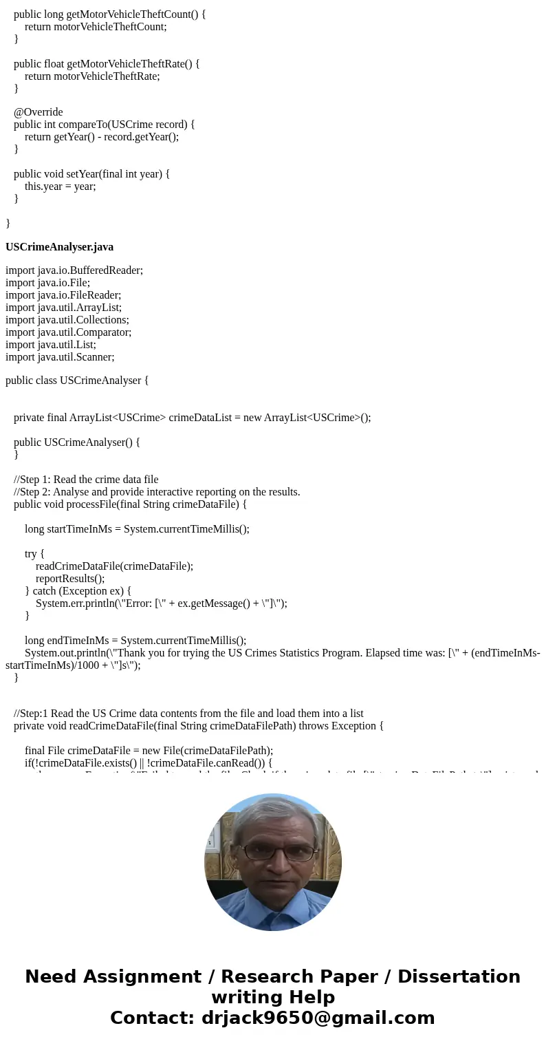 Design a Java application that will read a file containing data related to the US. Crime statistics from 1994-2013. The description of the file is shown below.  Design a Java application that will read a file containing data related to the US. Crime statistics from 1994-2013. The description of the file is shown below.