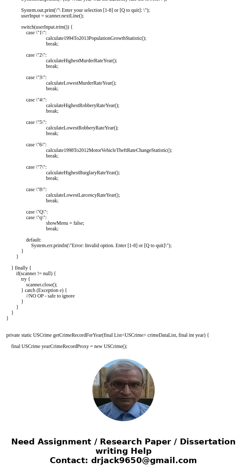 Design a Java application that will read a file containing data related to the US. Crime statistics from 1994-2013. The description of the file is shown below.  Design a Java application that will read a file containing data related to the US. Crime statistics from 1994-2013. The description of the file is shown below.