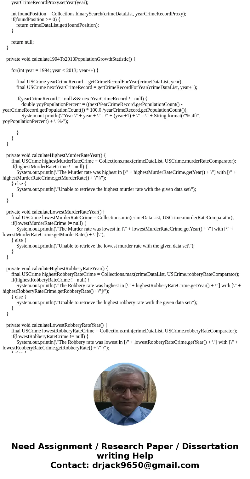 Design a Java application that will read a file containing data related to the US. Crime statistics from 1994-2013. The description of the file is shown below.  Design a Java application that will read a file containing data related to the US. Crime statistics from 1994-2013. The description of the file is shown below.