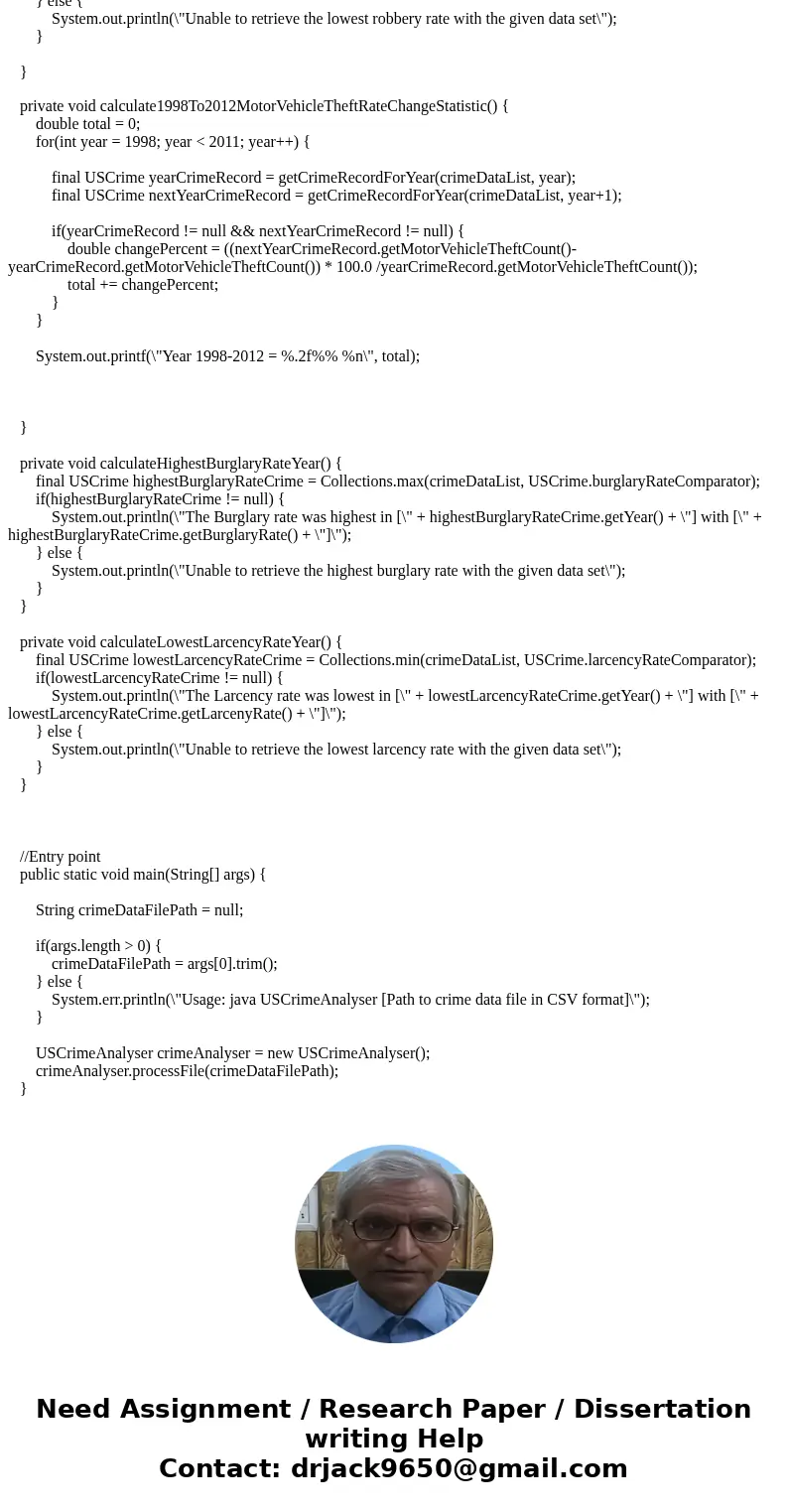 Design a Java application that will read a file containing data related to the US. Crime statistics from 1994-2013. The description of the file is shown below.  Design a Java application that will read a file containing data related to the US. Crime statistics from 1994-2013. The description of the file is shown below.