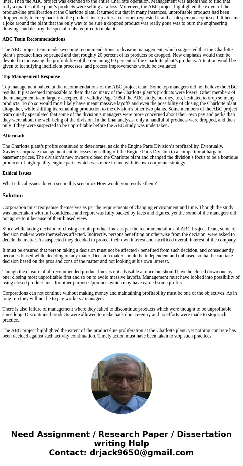 ETHICAL ISSUES SURROUNDING ACTIVITY-BASED COSTING Xavier Auto Parts, Inc. manufactures a wide range of auto parts, which it sells to auto manufacturers, primari ETHICAL ISSUES SURROUNDING ACTIVITY-BASED COSTING Xavier Auto Parts, Inc. manufactures a wide range of auto parts, which it sells to auto manufacturers, primari