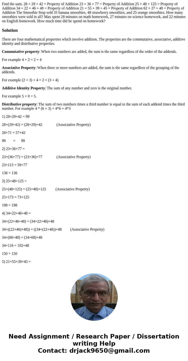 Find the sum. 28 + 29 + 42 = Property of Addition 23 + 36 + 77 = Property of Addition 25 + 48 + 125 = Property of Addition 34 + 22 + 46 + 48 = Property of Addi  Find the sum. 28 + 29 + 42 = Property of Addition 23 + 36 + 77 = Property of Addition 25 + 48 + 125 = Property of Addition 34 + 22 + 46 + 48 = Property of Addi