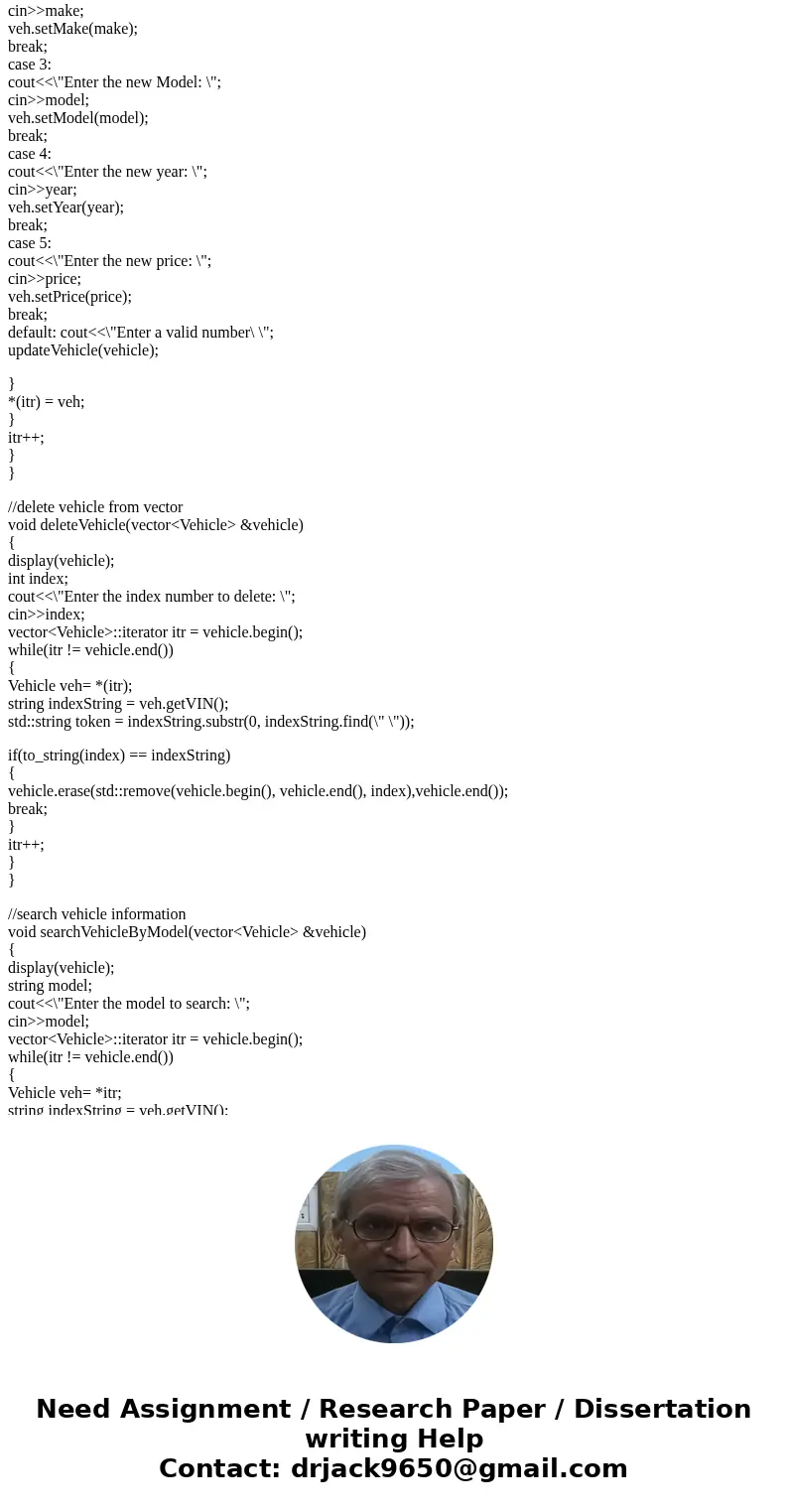 For Programming Assignment 3 you will be creating a program to manage cars in a dealership. This will again be a menu driven system. The following is your menu:
