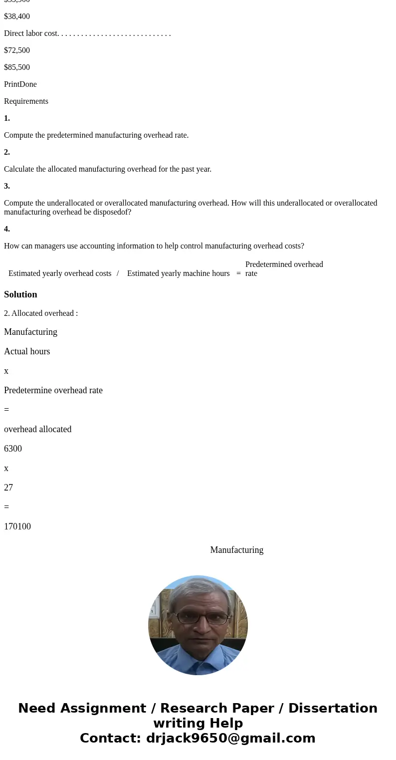 Hartley uniforms produces uniforms. The company allocates manufacturing overhead based on the machine hours each job uses. Hartley UniformsHartley Uniforms repo