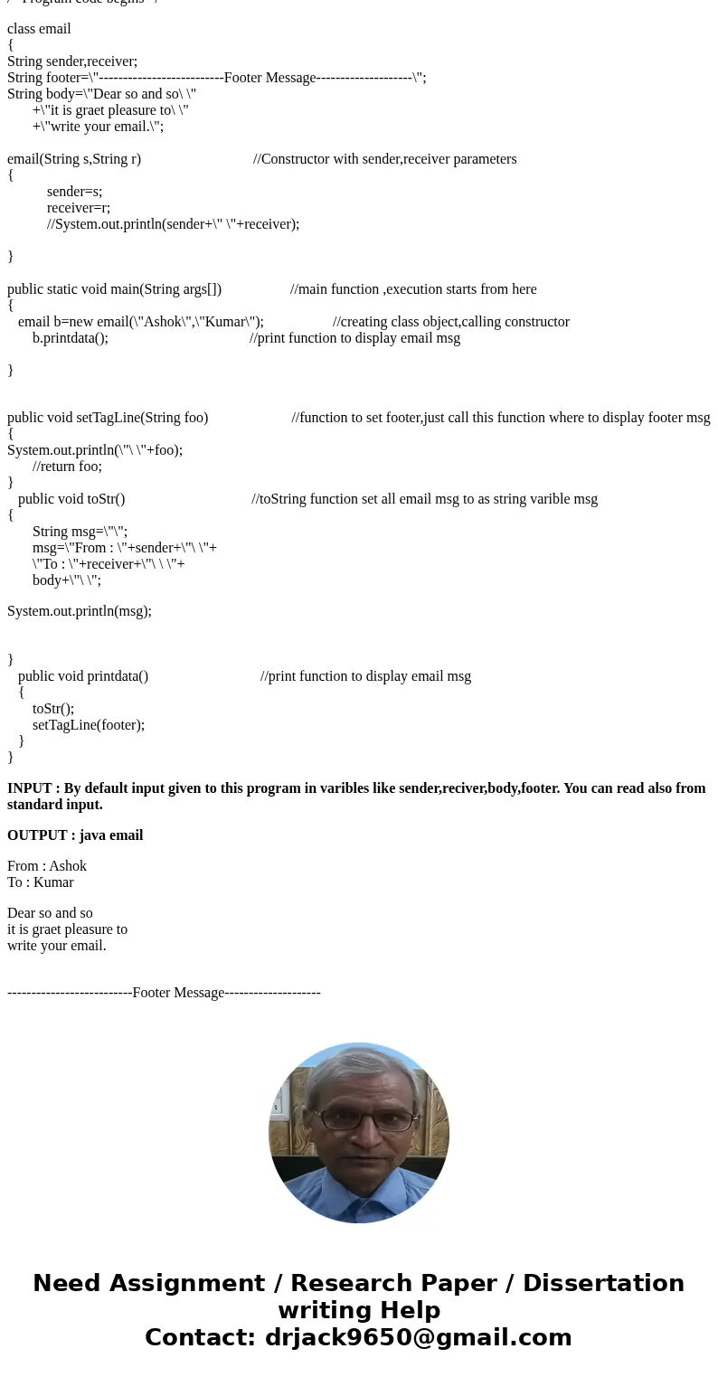 Hey, im stuck on this question, could anyone please help. The question must be solved using the given instructions Design a class Message that models an email m Hey, im stuck on this question, could anyone please help. The question must be solved using the given instructions Design a class Message that models an email m