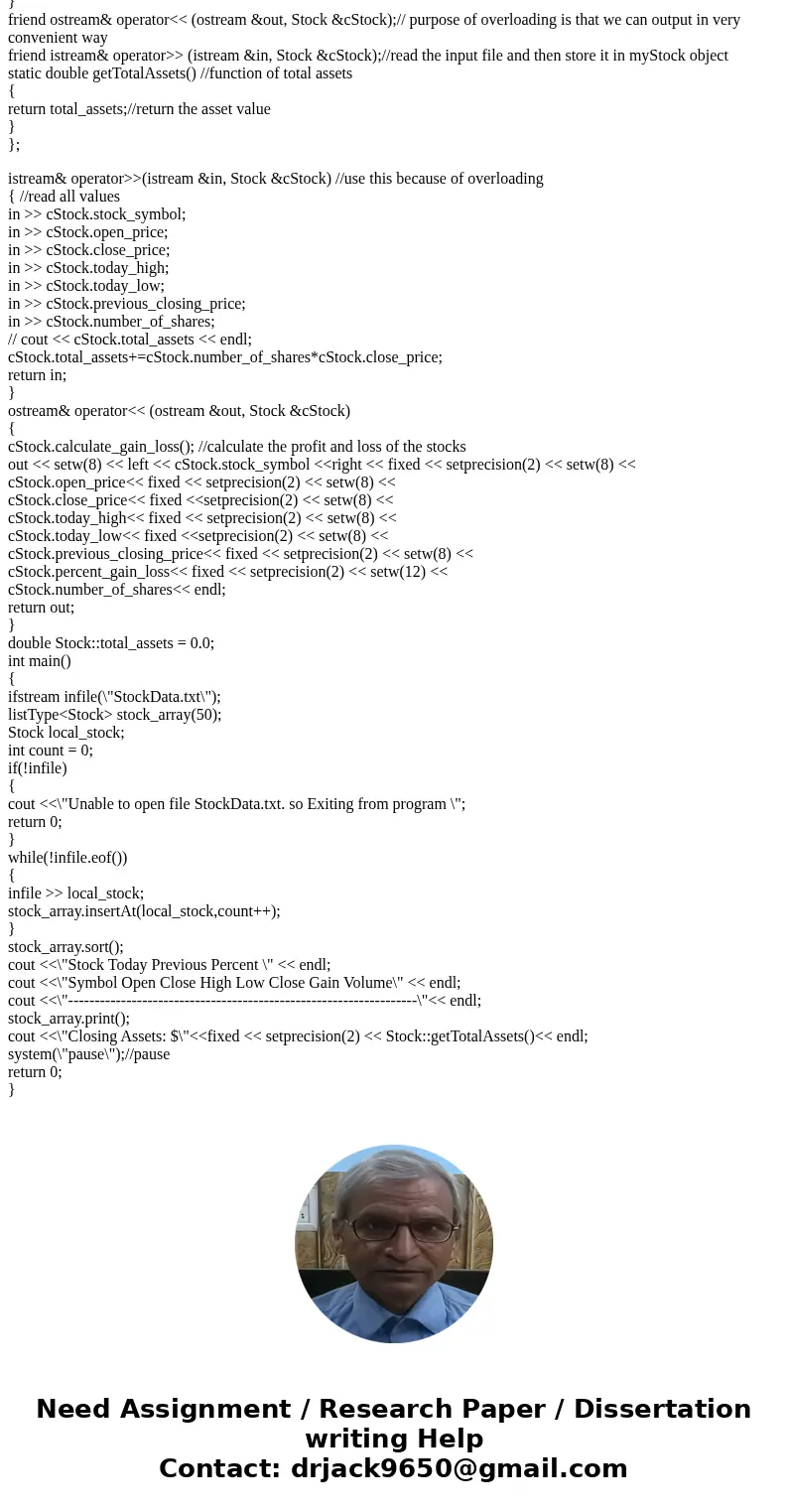 In C++: Write a program to automate a stock trading company. At the end of each trading day, the company would like to generate and post the listing of its stoc In C++: Write a program to automate a stock trading company. At the end of each trading day, the company would like to generate and post the listing of its stoc