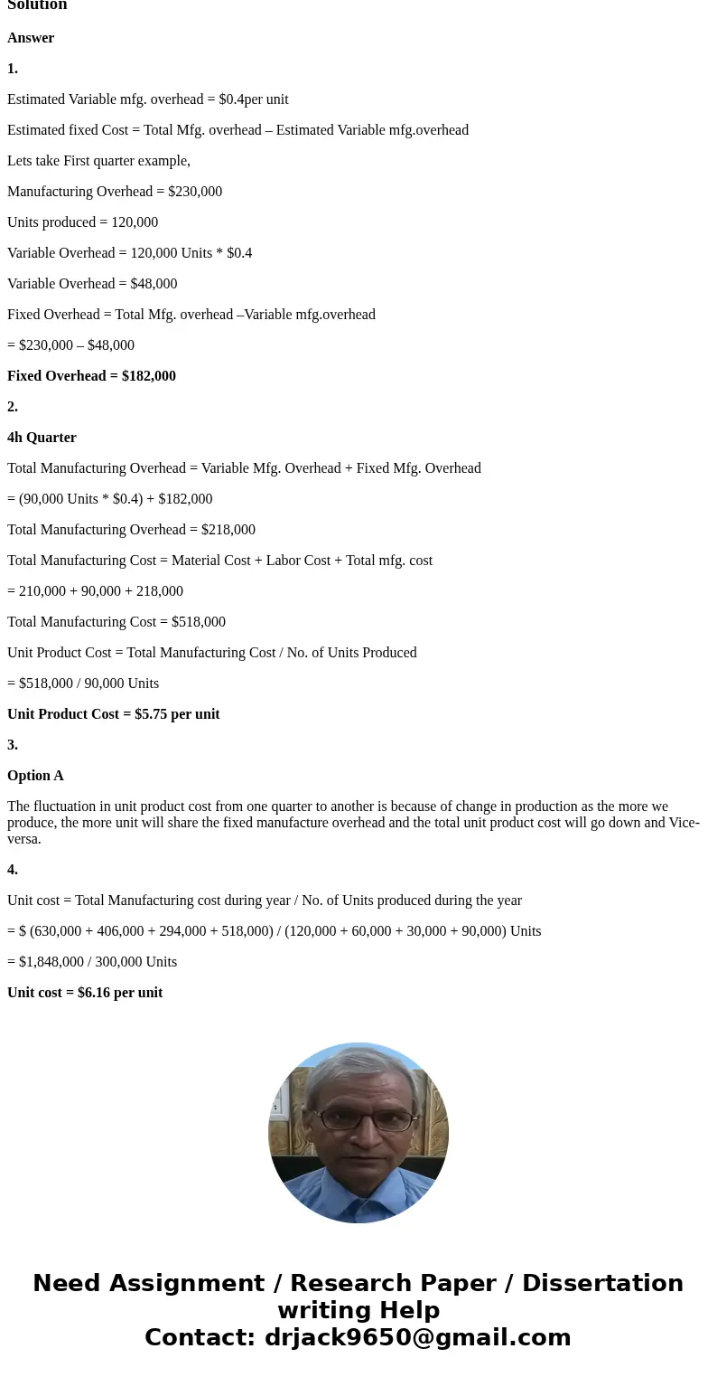  in demand. The company uses a job-order costing system and computes plantwide predetermined overhead rates on a quarterly basis using the number of units to be