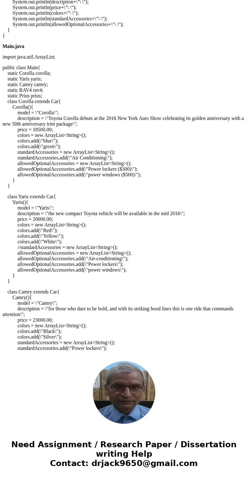 Java Program: You have been assigned to create a program that can be used by dealers. The following table gives the available cars in the dealership and their f