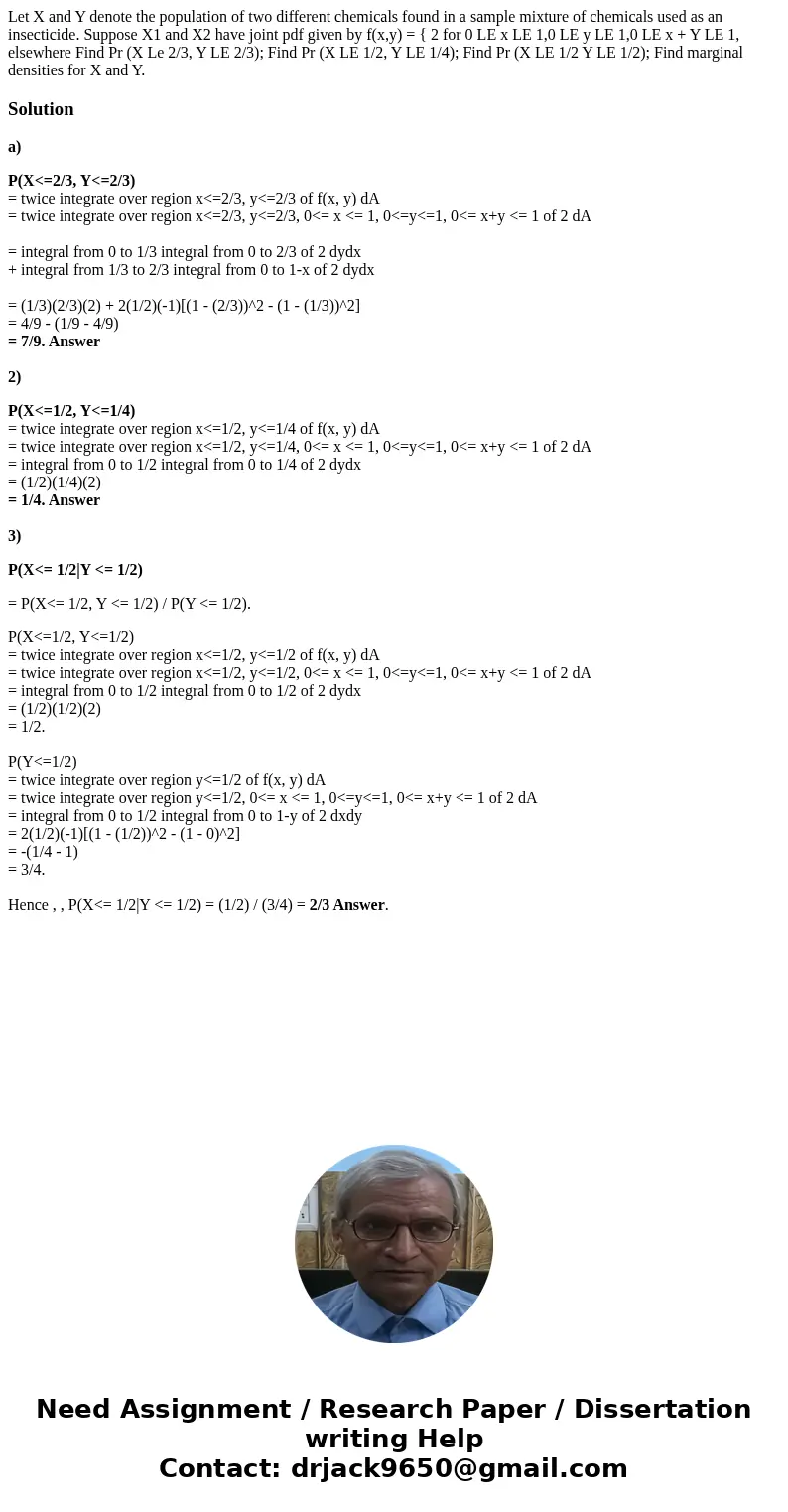 Let X and Y denote the population of two different chemicals found in a sample mixture of chemicals used as an insecticide. Suppose X1 and X2 have joint pdf gi  Let X and Y denote the population of two different chemicals found in a sample mixture of chemicals used as an insecticide. Suppose X1 and X2 have joint pdf gi