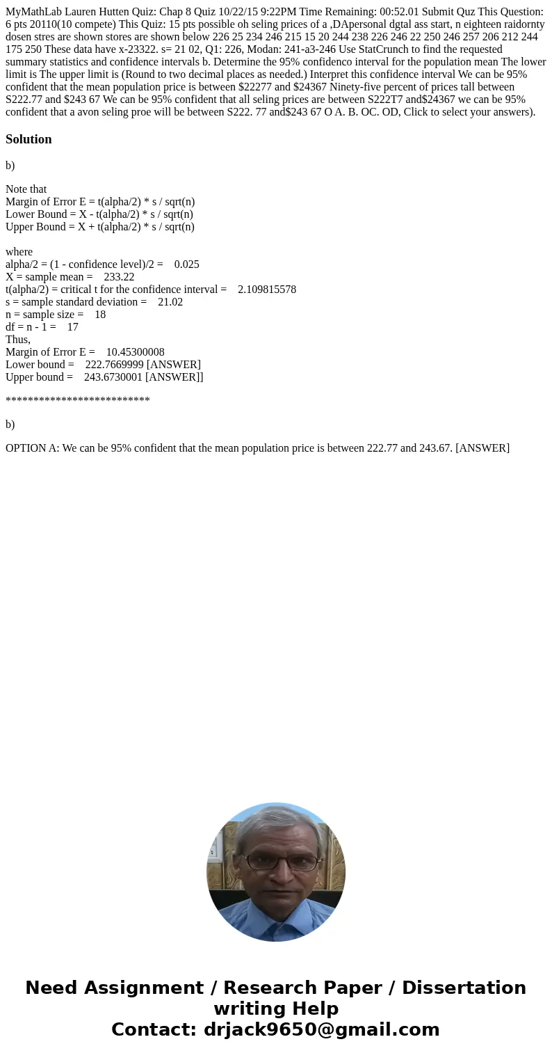 MyMathLab Lauren Hutten Quiz: Chap 8 Quiz 10/22/15 9:22PM Time Remaining: 00:52.01 Submit Quz This Question: 6 pts 20110(10 compete) This Quiz: 15 pts possible  MyMathLab Lauren Hutten Quiz: Chap 8 Quiz 10/22/15 9:22PM Time Remaining: 00:52.01 Submit Quz This Question: 6 pts 20110(10 compete) This Quiz: 15 pts possible