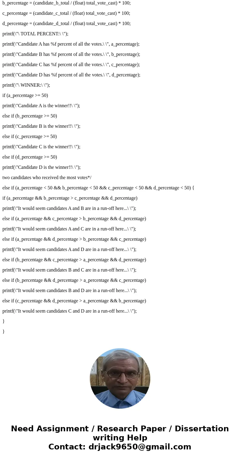 Please use detailed comments I want to understand! The results from the mayor\'s race have been reported by each precinct as follows: Write a program that does  Please use detailed comments I want to understand! The results from the mayor\'s race have been reported by each precinct as follows: Write a program that does