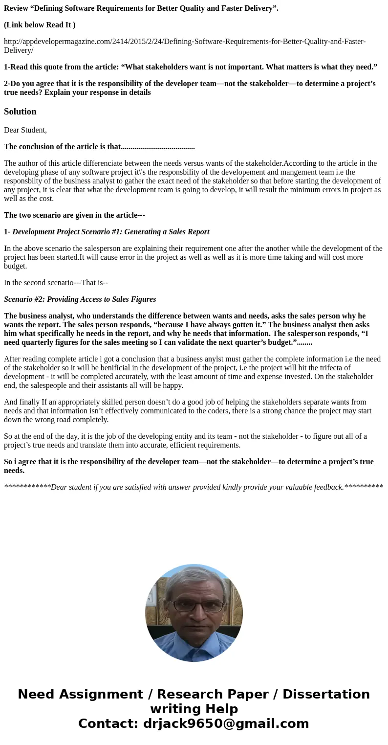 Review “Defining Software Requirements for Better Quality and Faster Delivery”. (Link below Read It ) http://appdevelopermagazine.com/2414/2015/2/24/Defining-So Review “Defining Software Requirements for Better Quality and Faster Delivery”. (Link below Read It ) http://appdevelopermagazine.com/2414/2015/2/24/Defining-So