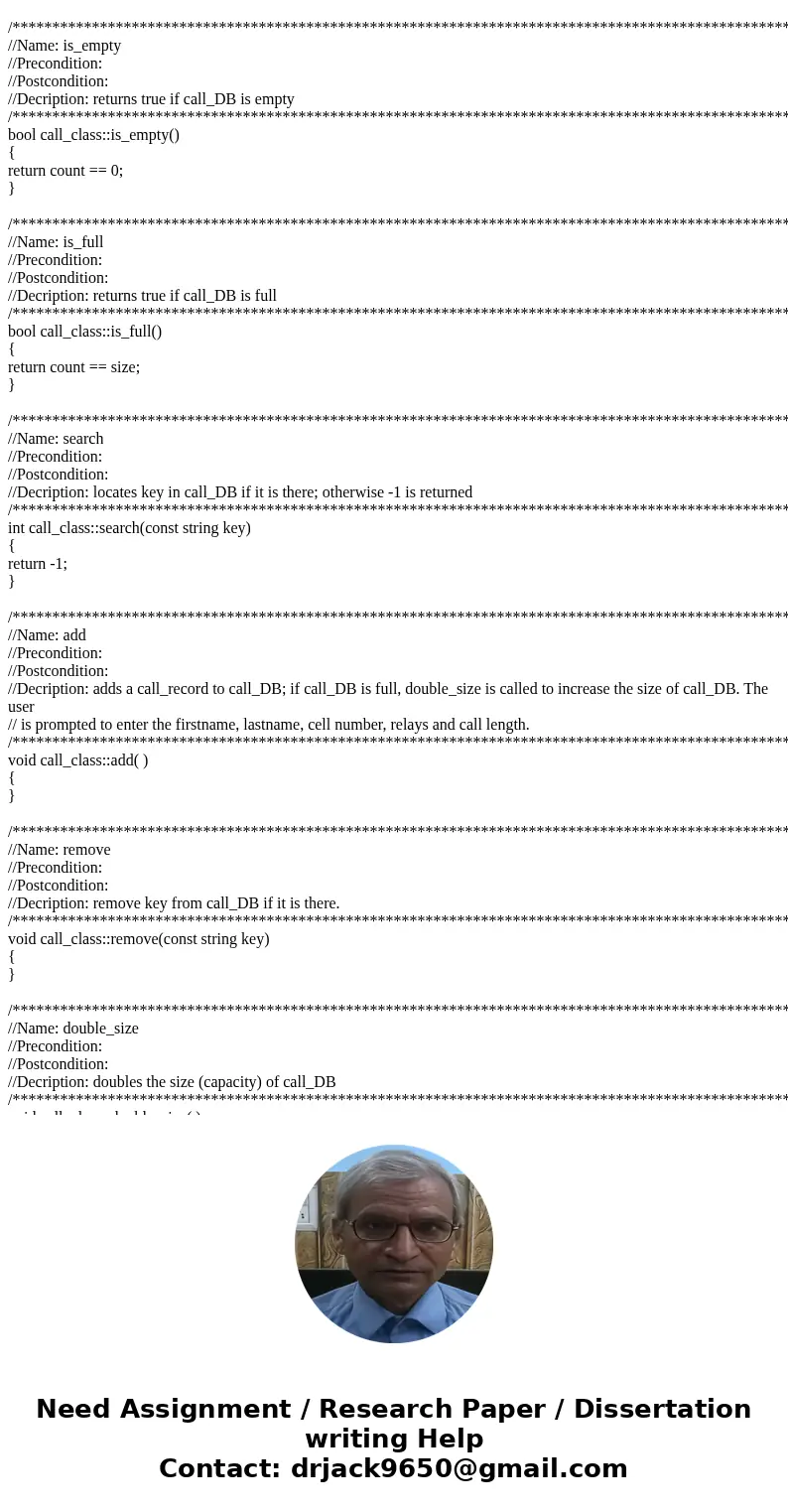 Skeleton: /* */ #include <iostream> #include <string> #include <fstream> using namespace std; class call_record { public: string firstname; st