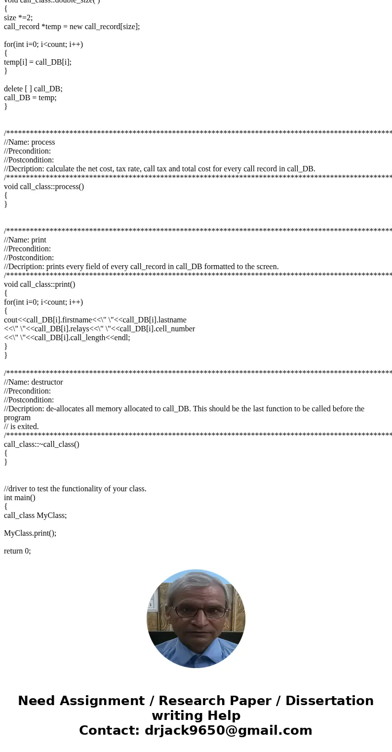 Skeleton: /* */ #include <iostream> #include <string> #include <fstream> using namespace std; class call_record { public: string firstname; st