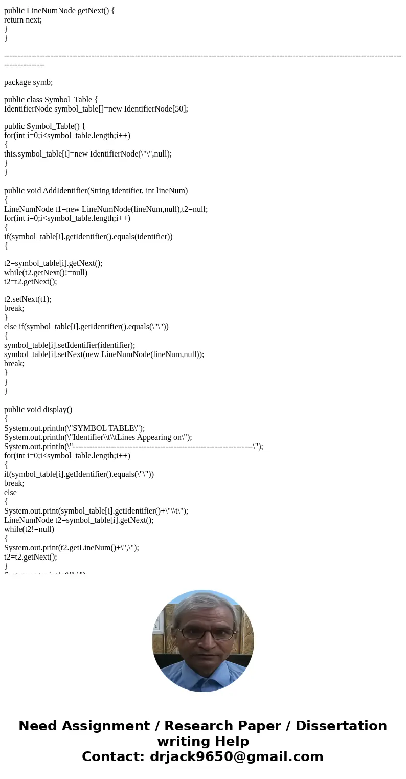 Symbol Table Implementation Problem Description You are to develop a symbol table for storing identifiers. An identifier is a name created by a programmer for   Symbol Table Implementation Problem Description You are to develop a symbol table for storing identifiers. An identifier is a name created by a programmer for
