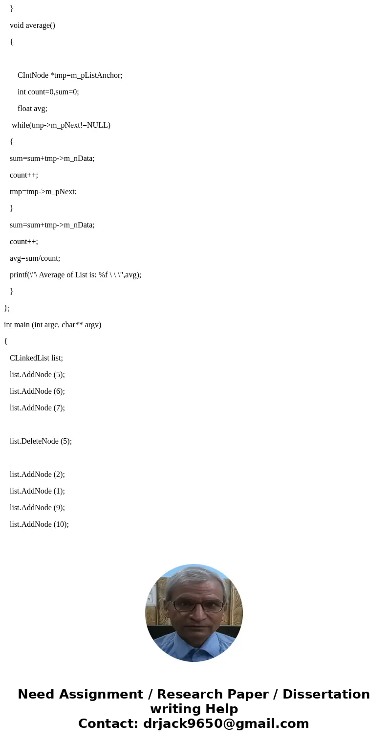 The goal of this assignment is to complete my teachers linked list he made in class. He commented out at the end what needs to be added. He also stated that you The goal of this assignment is to complete my teachers linked list he made in class. He commented out at the end what needs to be added. He also stated that you