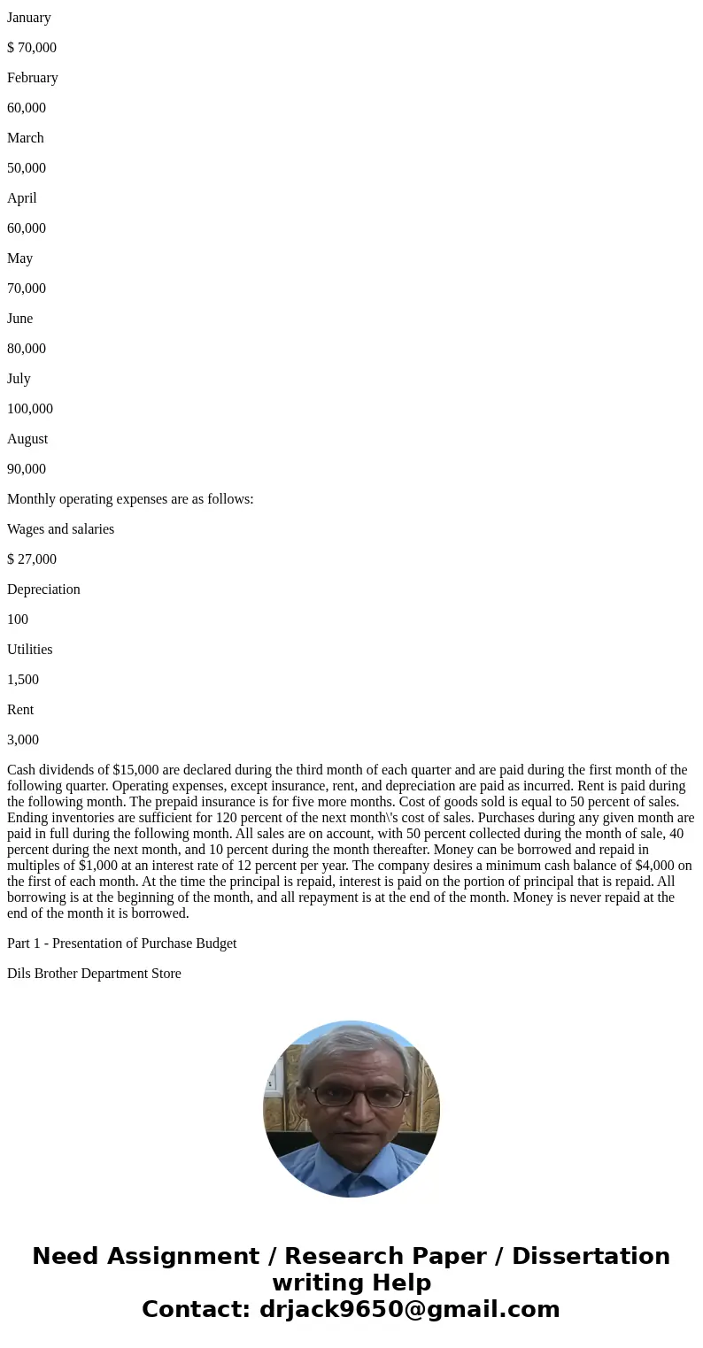 This is what I have so far. Need help with part E and F. Developing a Master Budget for a Merchandising Organization Dils Brother Department Store prepares budg