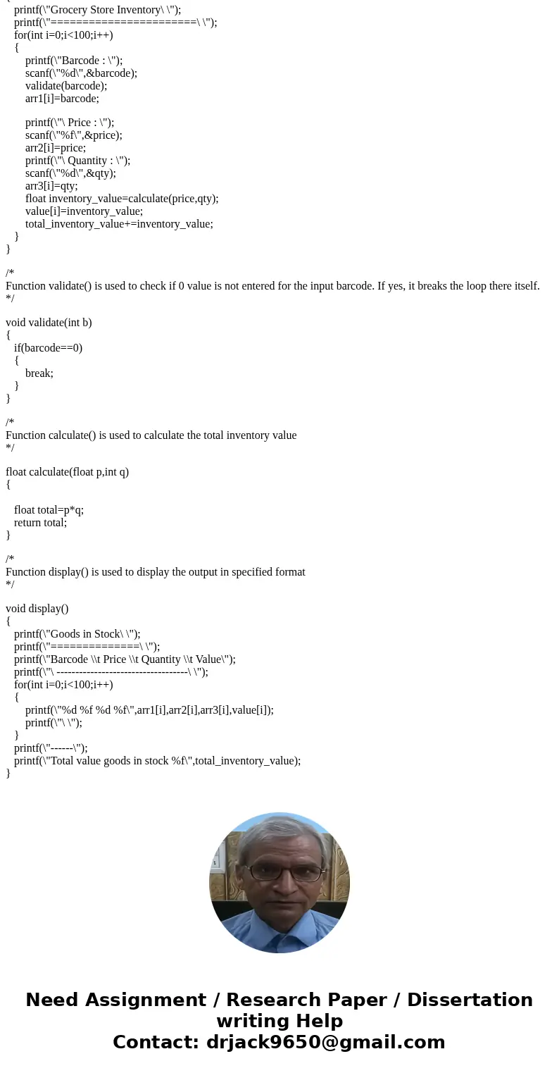 THIS QUESTION IS FROM CHAPTER ARRAY AND LOOPS ***USE C LNAGUAGE ***i want to run this on matrix Design and code a program that lists the packaged goods in a gro THIS QUESTION IS FROM CHAPTER ARRAY AND LOOPS ***USE C LNAGUAGE ***i want to run this on matrix Design and code a program that lists the packaged goods in a gro