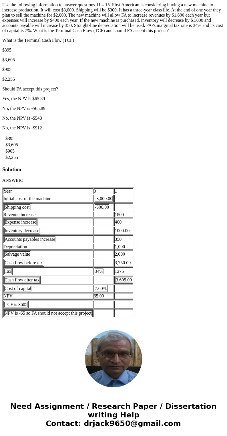 Use the following information to answer questions 11 – 15. First American is considering buying a new machine to increase production. It will cost $3,000. Shipp