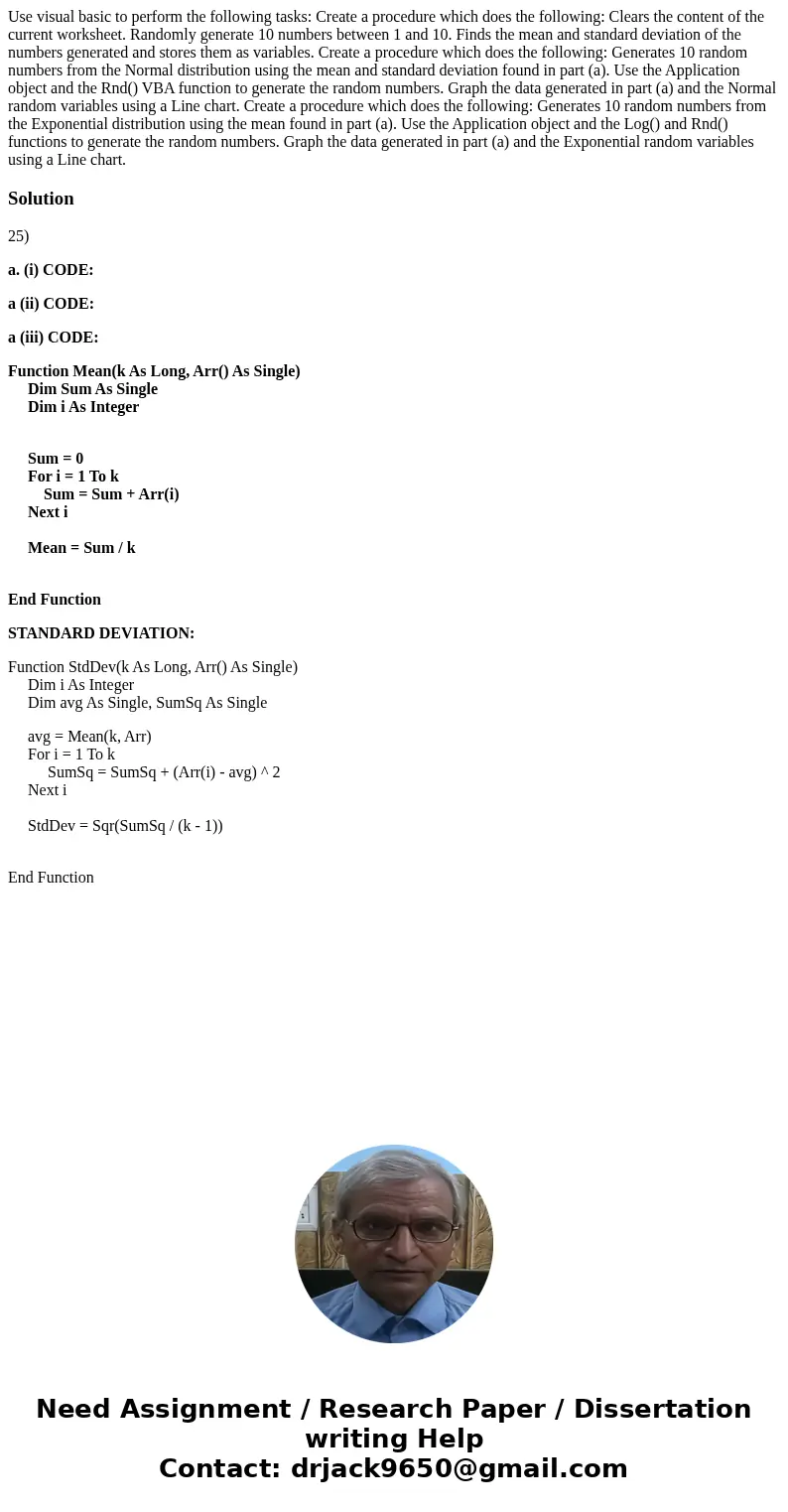 Use visual basic to perform the following tasks: Create a procedure which does the following: Clears the content of the current worksheet. Randomly generate 10  Use visual basic to perform the following tasks: Create a procedure which does the following: Clears the content of the current worksheet. Randomly generate 10