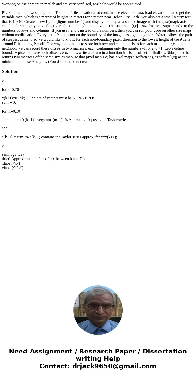 Working on assignment in matlab and am very confused, any help would be appreciated P1: Finding the lowest neighbors The ‘.mat’ file elevation.mat contains the  Working on assignment in matlab and am very confused, any help would be appreciated P1: Finding the lowest neighbors The ‘.mat’ file elevation.mat contains the