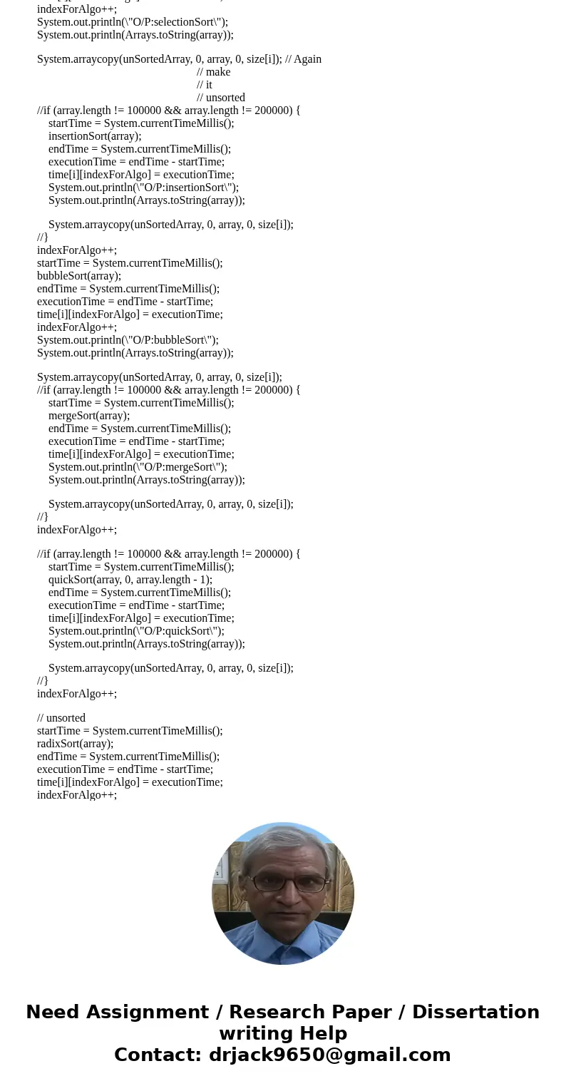 Write a program that obtains the execution time of selection sort, bubble sort, merge sort, quick sort, heap sort, and radix sort for input size 50,000, 100,00  Write a program that obtains the execution time of selection sort, bubble sort, merge sort, quick sort, heap sort, and radix sort for input size 50,000, 100,00