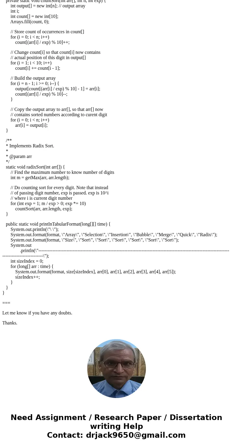 Write a program that obtains the execution time of selection sort, bubble sort, merge sort, quick sort, heap sort, and radix sort for input size 50,000, 100,00  Write a program that obtains the execution time of selection sort, bubble sort, merge sort, quick sort, heap sort, and radix sort for input size 50,000, 100,00