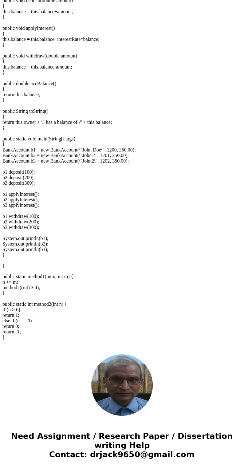 Write the following codes on Netbeans IDE 8.1 1. Write a java program that creates 3 bank account objects. Each object contains the name of the account owner, t