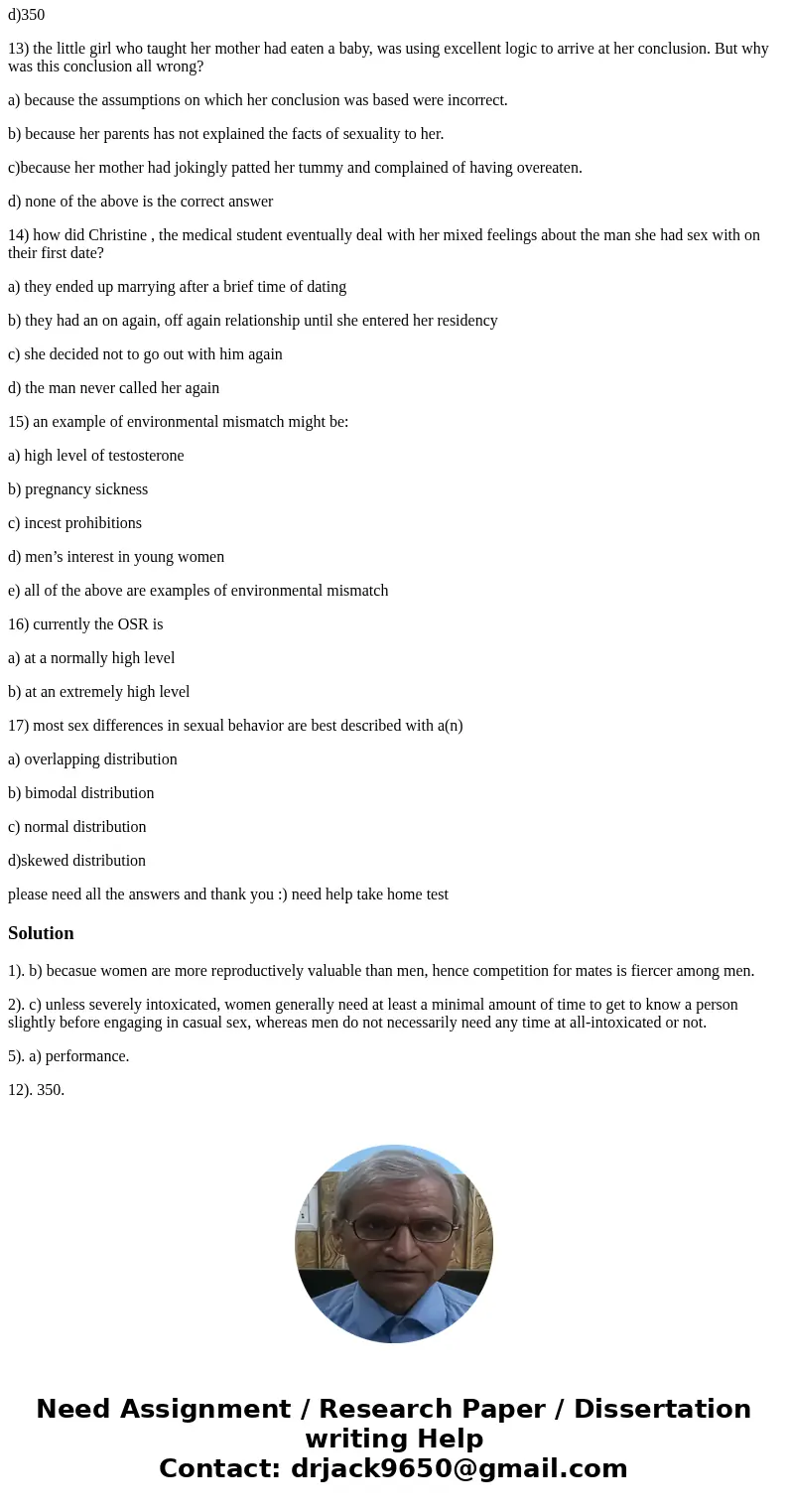 1)According to robert trivers, why are men generally larger and more physically aggressive than women? a) becasue men invest more in reproduction than women b)  1)According to robert trivers, why are men generally larger and more physically aggressive than women? a) becasue men invest more in reproduction than women b)