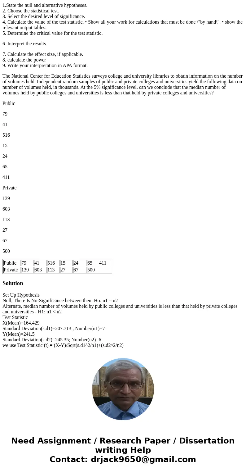 1.State the null and alternative hypotheses. 2. Choose the statistical test. 3. Select the desired level of significance. 4. Calculate the value of the test sta 1.State the null and alternative hypotheses. 2. Choose the statistical test. 3. Select the desired level of significance. 4. Calculate the value of the test sta