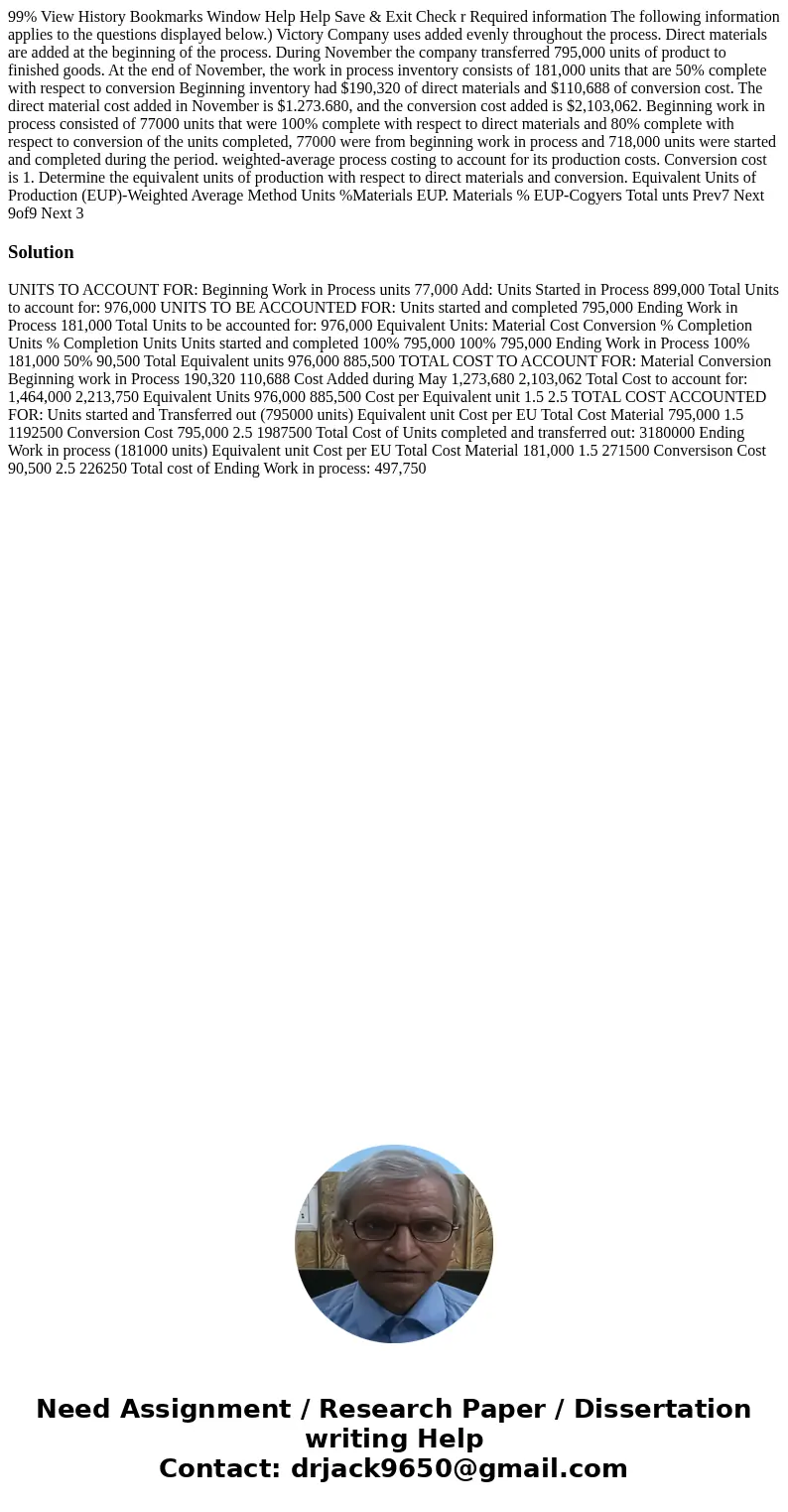 99% View History Bookmarks Window Help Help Save & Exit Check r Required information The following information applies to the questions displayed below.) V  99% View History Bookmarks Window Help Help Save & Exit Check r Required information The following information applies to the questions displayed below.) V