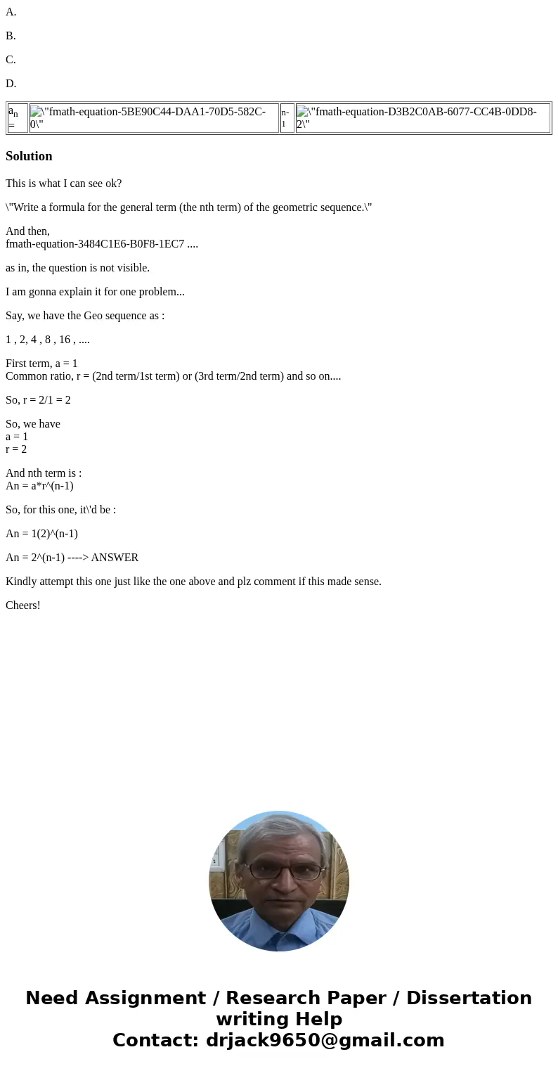 A. B. C. D. an = n-1 SolutionThis is what I can see ok? \